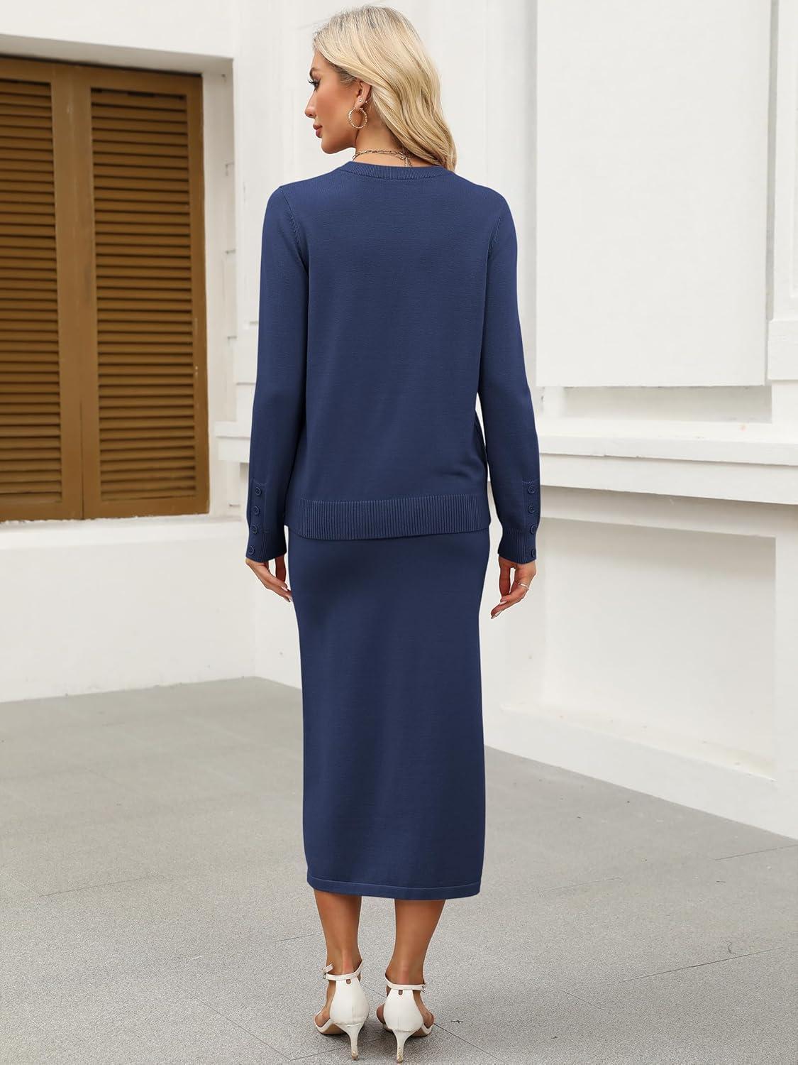 imageANRABESS 2 Piece Skirts Sets For Women Fall Fashion 2025 Striped Sweater Midi Dress Knit Lounge Travel Outfits Winter ClothesBlue