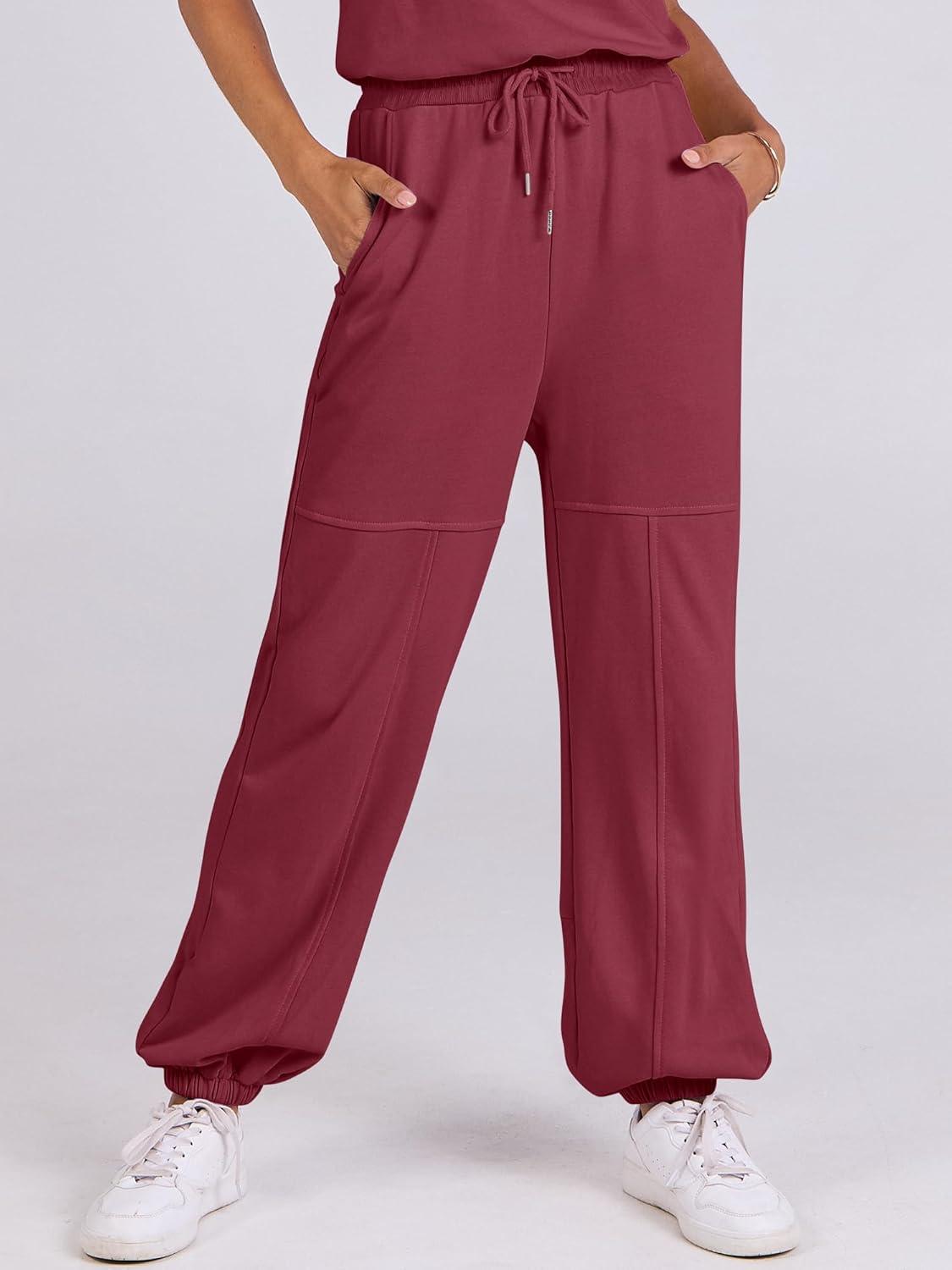 imageANRABESS Jumpsuits for Women Casual Summer Sleeveless 2025 Romper One Piece Outfit Active Workout Lounge Jumpsuits PocketsBurgundy