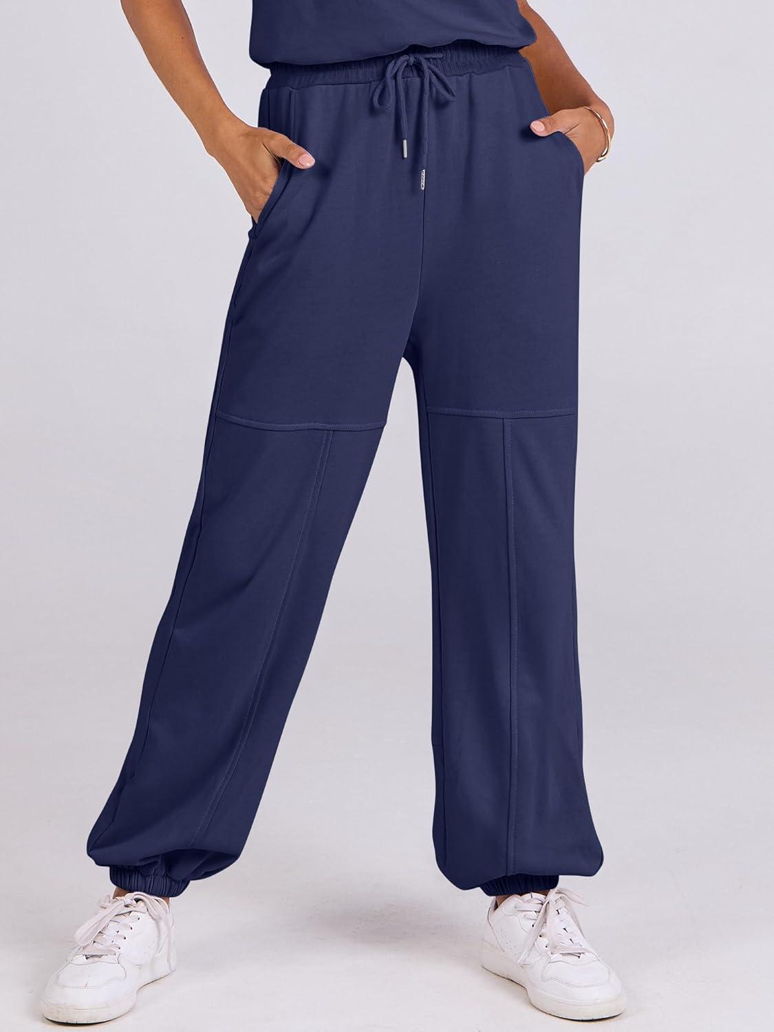 imageANRABESS Jumpsuits for Women Casual Summer Sleeveless 2025 Romper One Piece Outfit Active Workout Lounge Jumpsuits PocketsNavy Blue