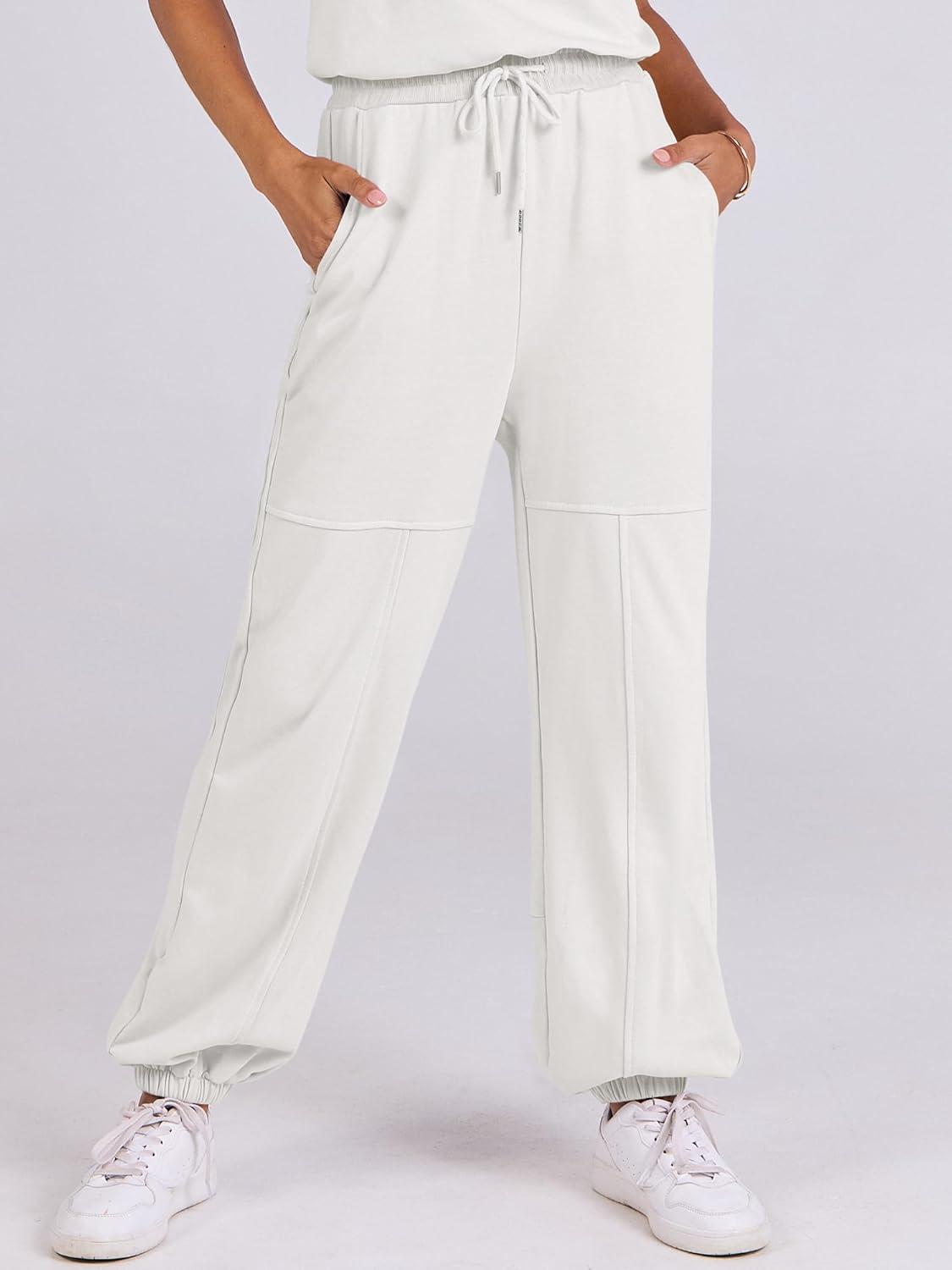 imageANRABESS Jumpsuits for Women Casual Summer Sleeveless 2025 Romper One Piece Outfit Active Workout Lounge Jumpsuits PocketsWhite