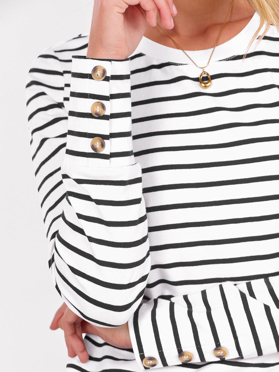 imageANRABESS Long Sleeve Shirts for Women Crewneck Basic Tee Striped Tops 2025 Fall Casual Loose Fit T Shirts Fashion OutfitsBlackwhite Stripe