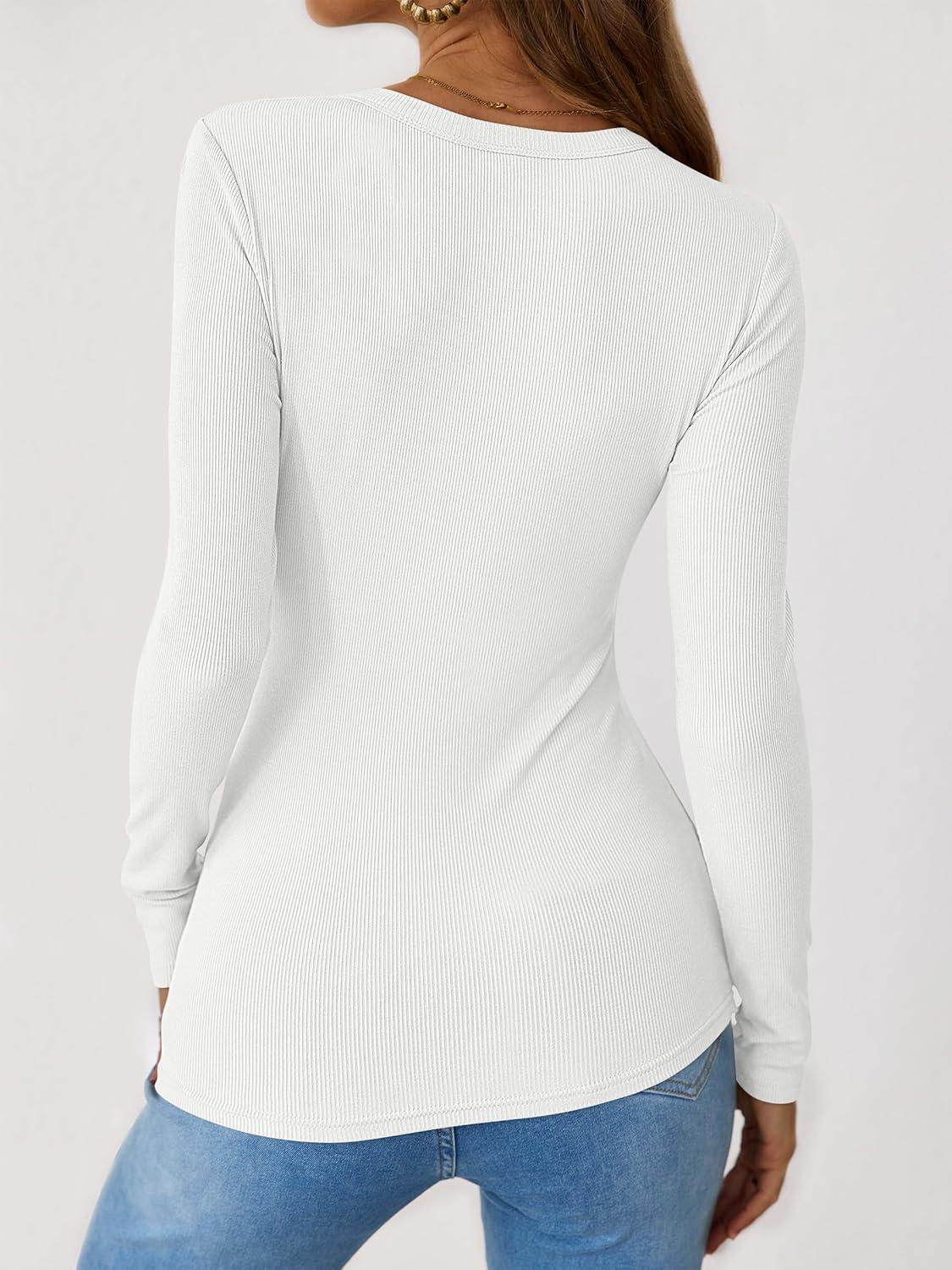 imageANRABESS Long Sleeve Shirts for Women Henley Button Down Tops Ribbed Knit Slim Fit Fall Basic Tee 2025 Casual Trendy ClothesWhite