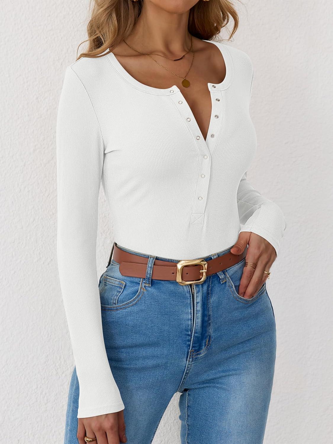 imageANRABESS Long Sleeve Shirts for Women Henley Button Down Tops Ribbed Knit Slim Fit Fall Basic Tee 2025 Casual Trendy ClothesWhite