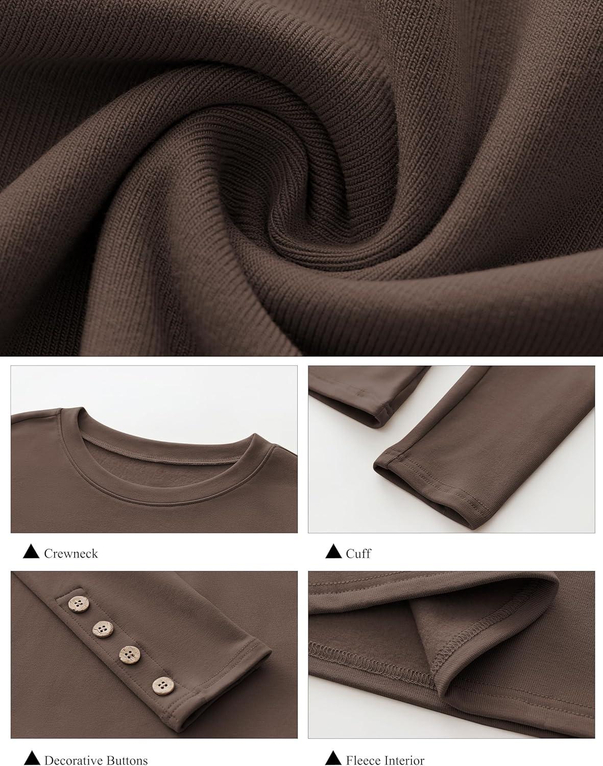 imageANRABESS Long Sleeve Shirts for Women Thermal Crewneck Basic Fleece Top Casual TShirts 2025 Fall Winter Warm UndershirtsDark Brown