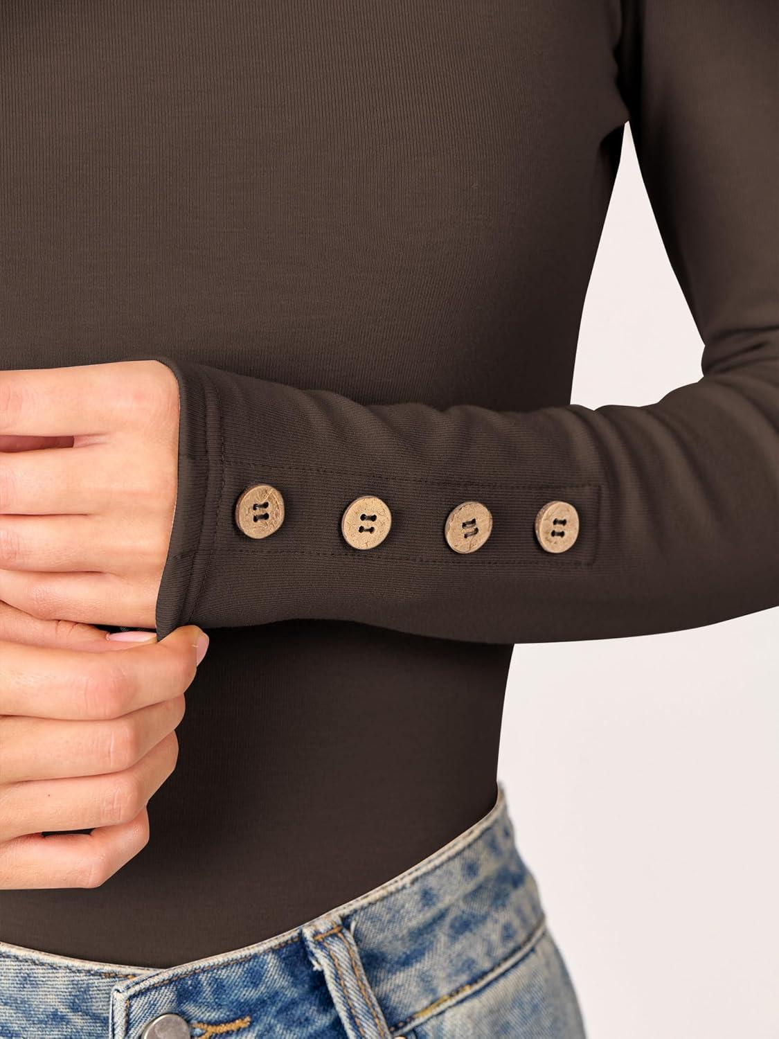 imageANRABESS Long Sleeve Shirts for Women Thermal Crewneck Basic Fleece Top Casual TShirts 2025 Fall Winter Warm UndershirtsDark Brown