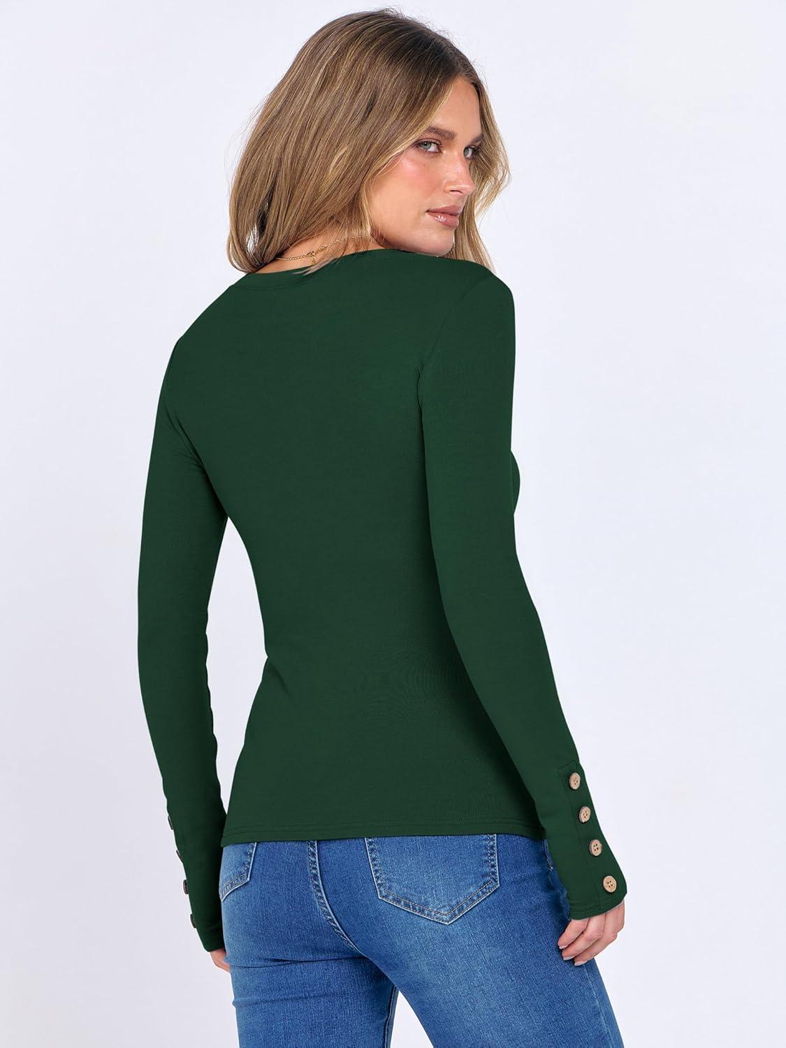 imageANRABESS Long Sleeve Shirts for Women Thermal Crewneck Basic Fleece Top Casual TShirts 2025 Fall Winter Warm UndershirtsForest Green