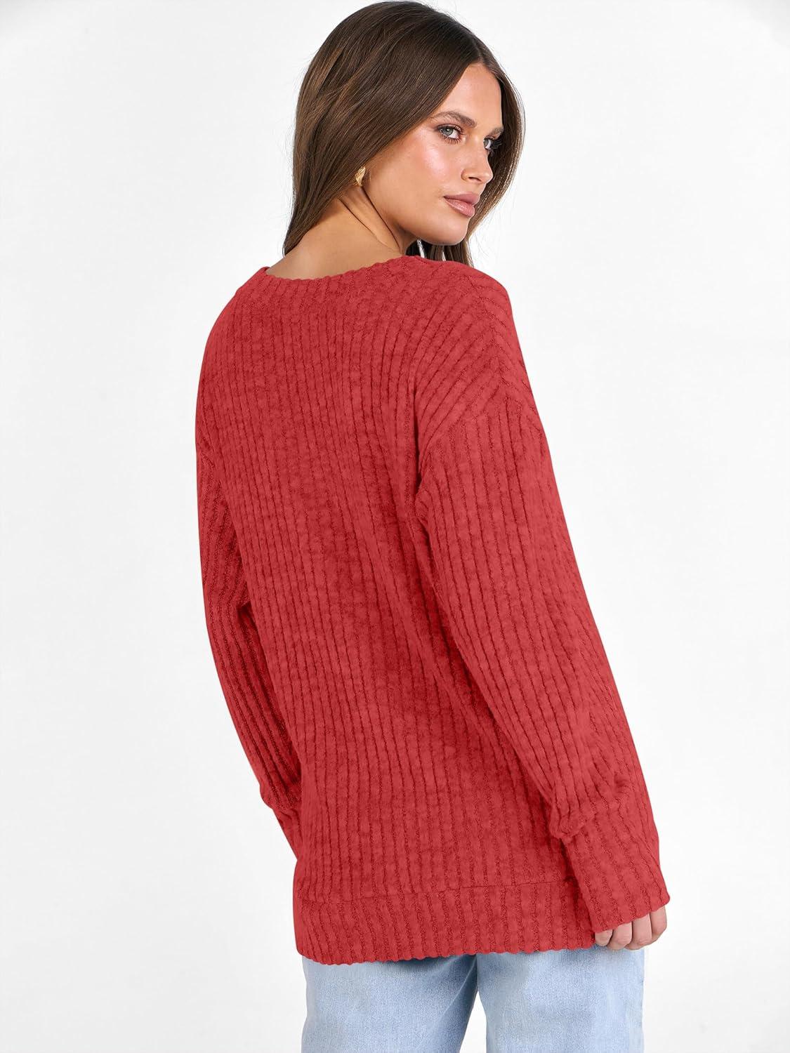 imageANRABESS Long Sleeve Shirts for Women V Neck Casual Fall Tops Loose Fit Lightweight Sweaters Tunic Fashion 2025 ClothesBright Red