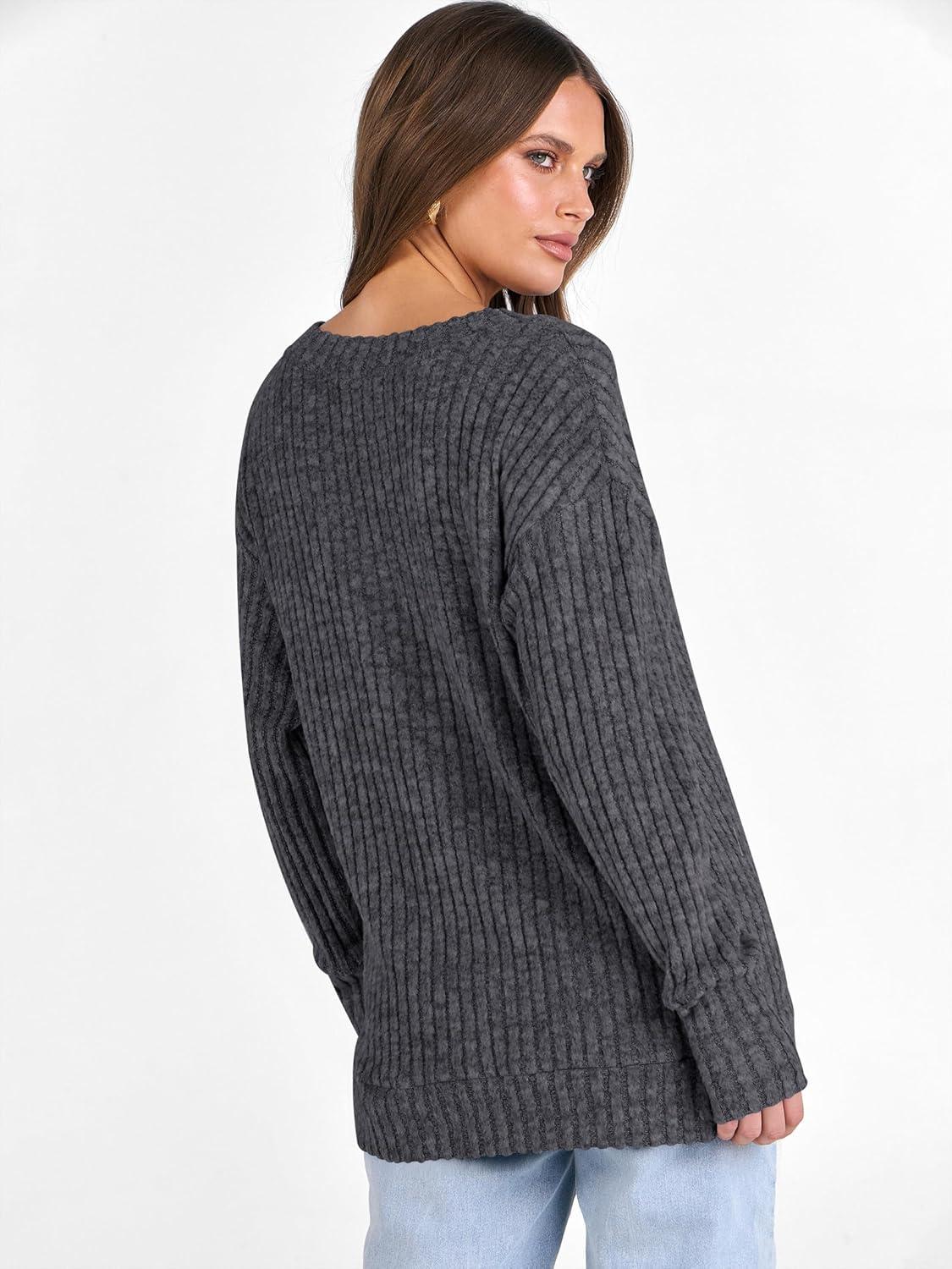 imageANRABESS Long Sleeve Shirts for Women V Neck Casual Fall Tops Loose Fit Lightweight Sweaters Tunic Fashion 2025 ClothesDeep Grey