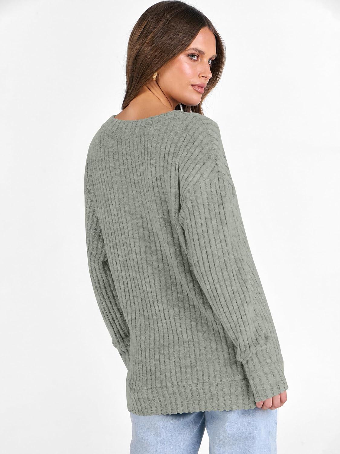 imageANRABESS Long Sleeve Shirts for Women V Neck Casual Fall Tops Loose Fit Lightweight Sweaters Tunic Fashion 2025 ClothesLight Green