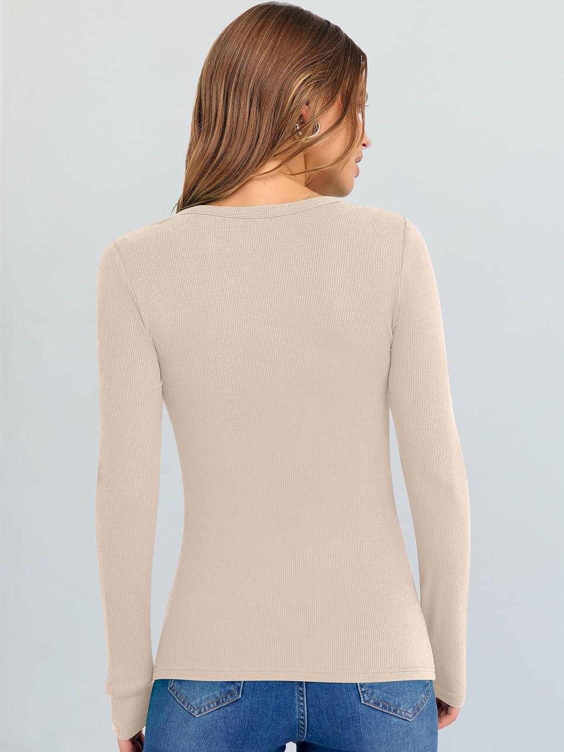 imageANRABESS Long Sleeve Shirts for Women V Neck Ribbed Knit Fitted Fall Basic Tshirts Going Out Tops 2025 Casual Trendy ClothesBeige
