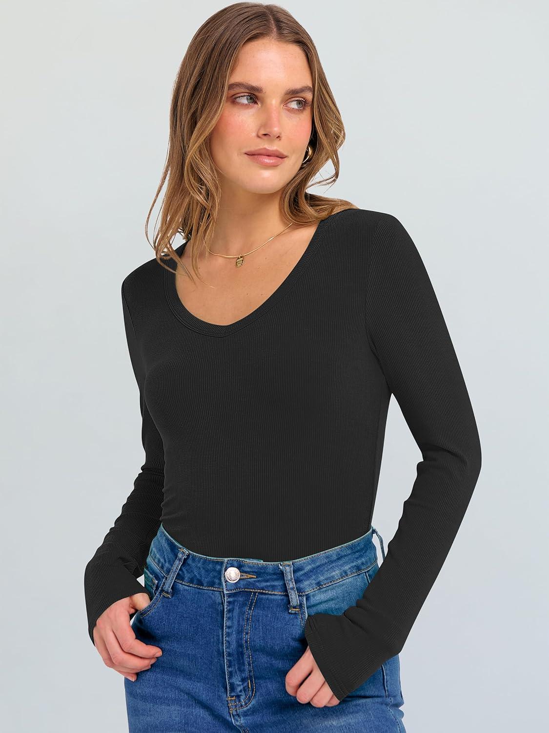 imageANRABESS Long Sleeve Shirts for Women V Neck Ribbed Knit Fitted Fall Basic Tshirts Going Out Tops 2025 Casual Trendy ClothesBlack