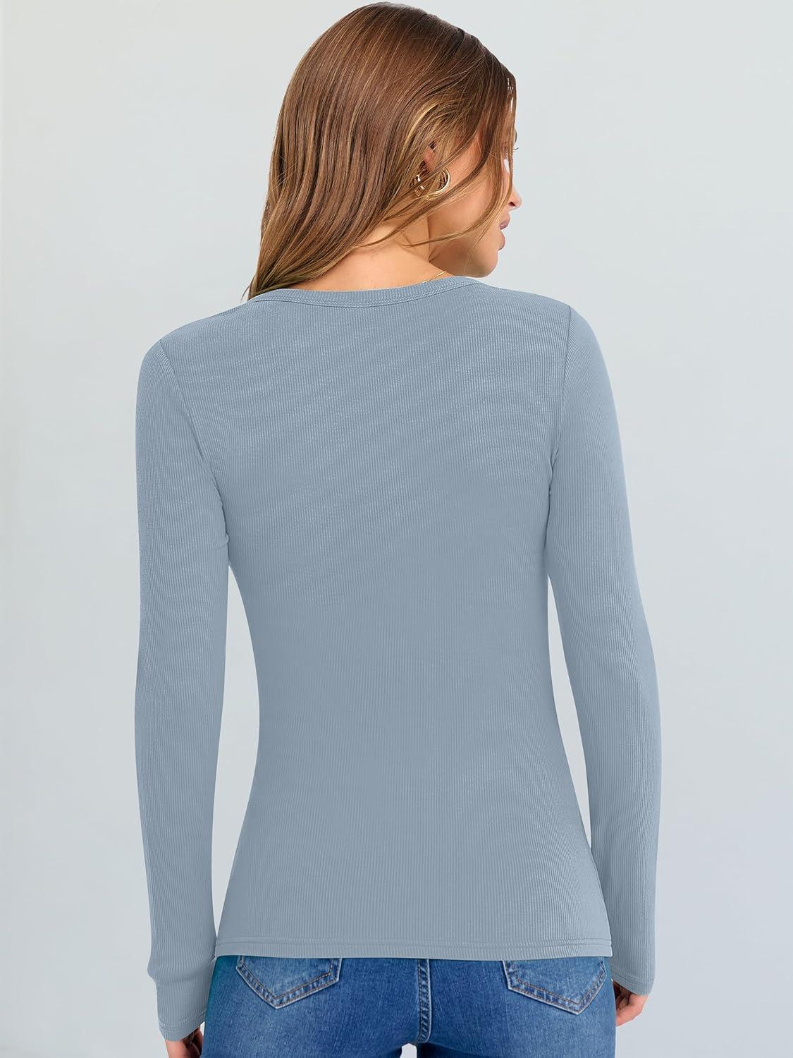 imageANRABESS Long Sleeve Shirts for Women V Neck Ribbed Knit Fitted Fall Basic Tshirts Going Out Tops 2025 Casual Trendy ClothesGrey Blue