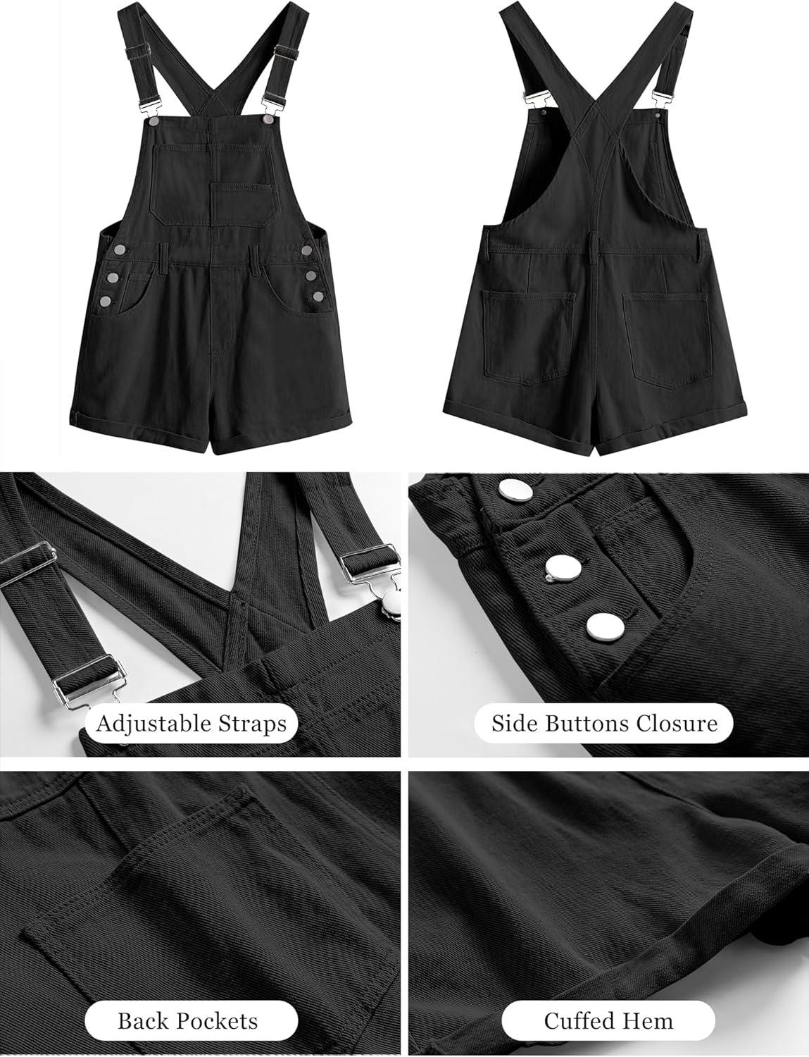 imageANRABESS Overalls for Women Denim Shorts Overalls 2025 Summer Casual Loose Fit Adjustable Rompers Jean jumpsuit Bib ShortallsBlack