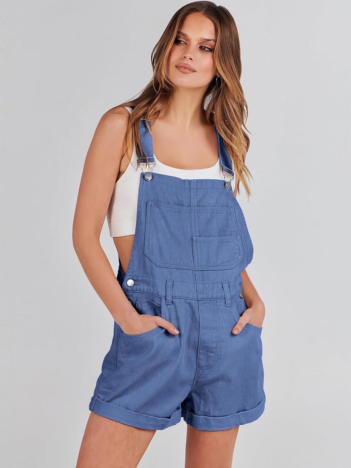 imageANRABESS Overalls for Women Denim Shorts Overalls 2025 Summer Casual Loose Fit Adjustable Rompers Jean jumpsuit Bib ShortallsBlue