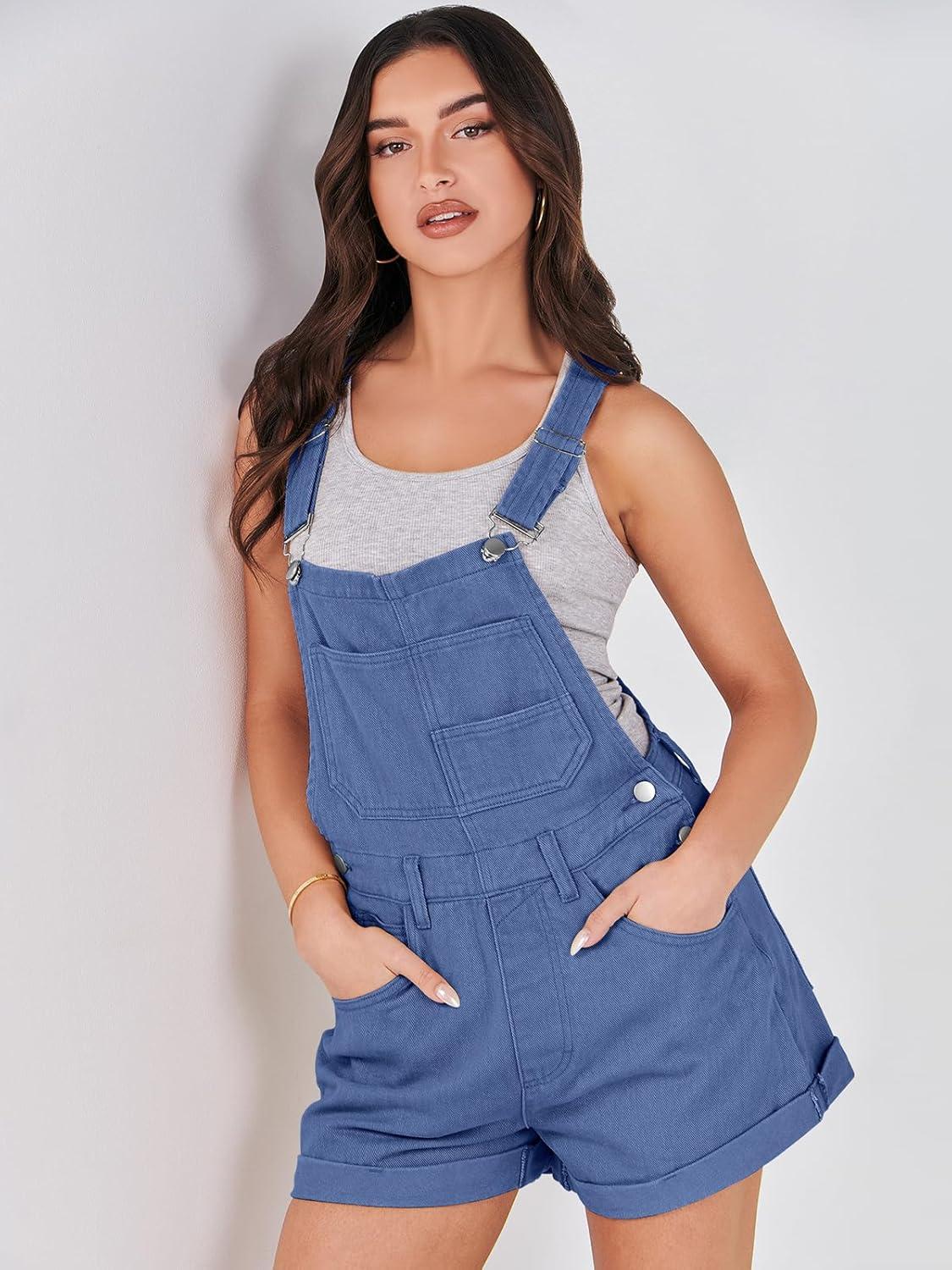 imageANRABESS Overalls for Women Denim Shorts Overalls 2025 Summer Casual Loose Fit Adjustable Rompers Jean jumpsuit Bib ShortallsBlue
