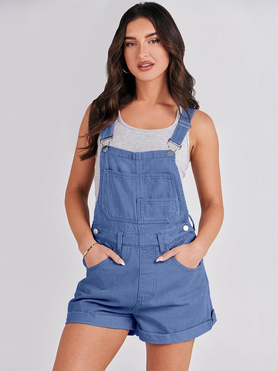 imageANRABESS Overalls for Women Denim Shorts Overalls 2025 Summer Casual Loose Fit Adjustable Rompers Jean jumpsuit Bib ShortallsBlue