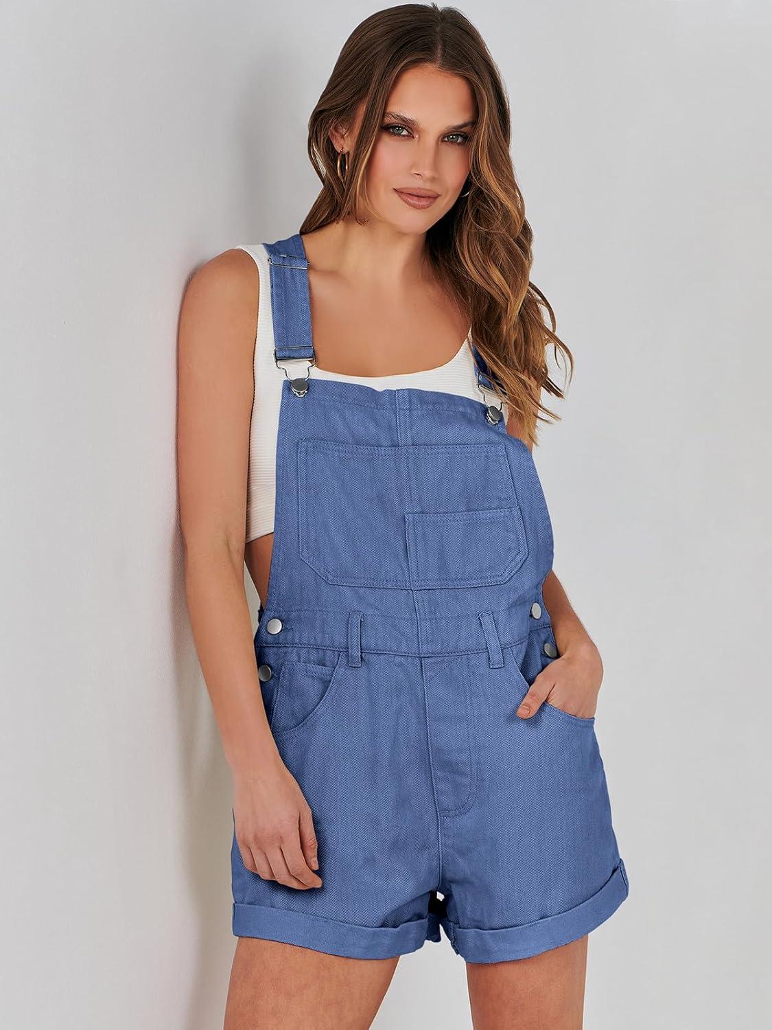 imageANRABESS Overalls for Women Denim Shorts Overalls 2025 Summer Casual Loose Fit Adjustable Rompers Jean jumpsuit Bib ShortallsBlue