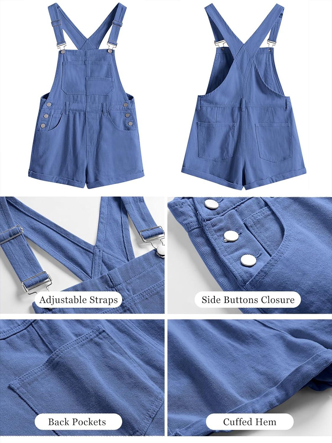 imageANRABESS Overalls for Women Denim Shorts Overalls 2025 Summer Casual Loose Fit Adjustable Rompers Jean jumpsuit Bib ShortallsBlue