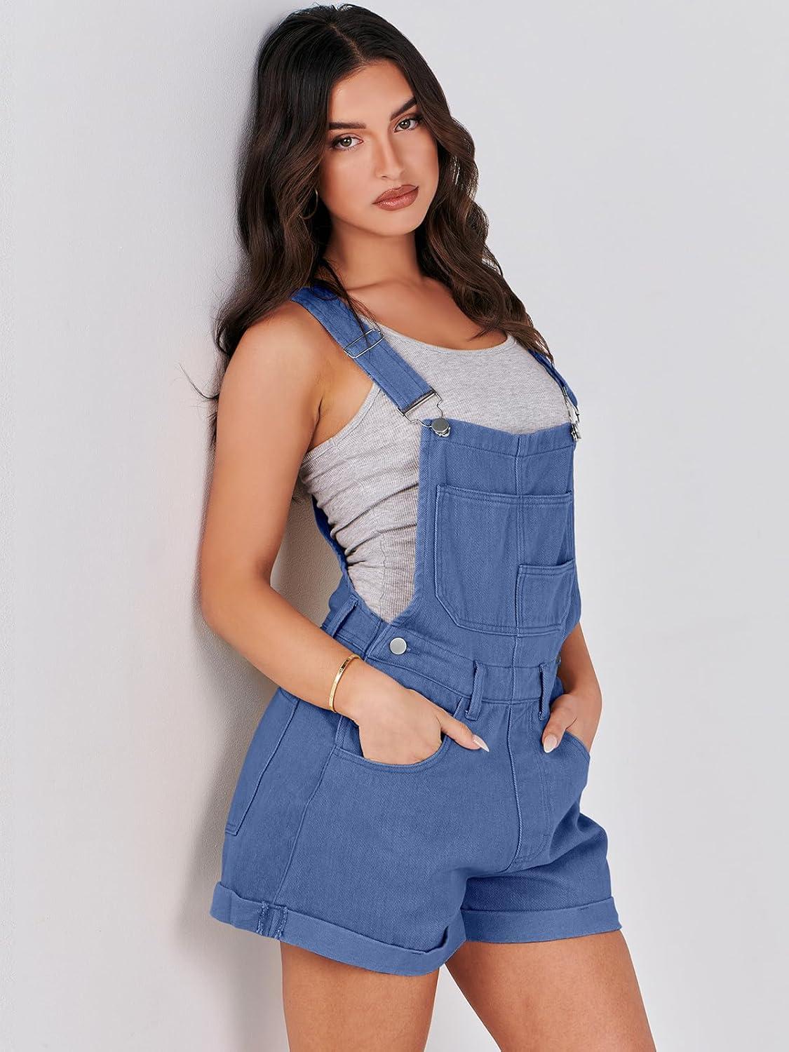 imageANRABESS Overalls for Women Denim Shorts Overalls 2025 Summer Casual Loose Fit Adjustable Rompers Jean jumpsuit Bib ShortallsBlue