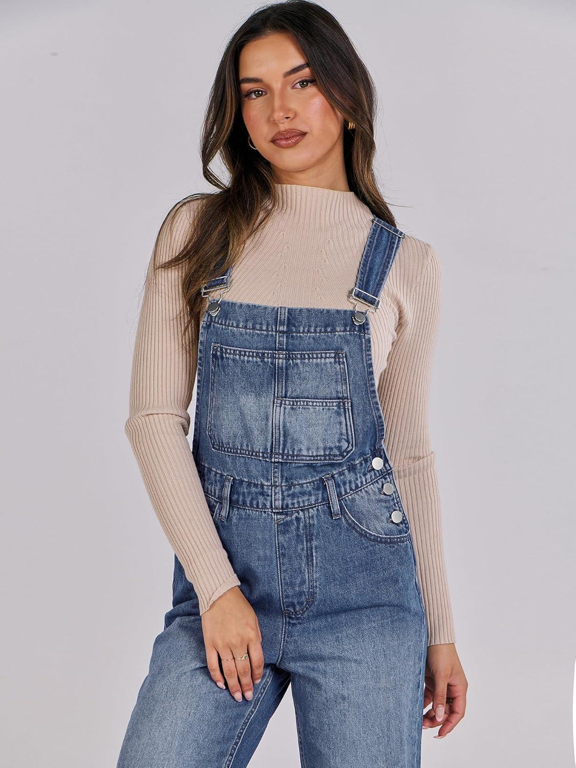 imageANRABESS Overalls for Women Loose Fit Denim Overalls Adjustable Strap Jean Jumpsuit Bib Romper 2025 Fall Casual Work OutfitsA Washed Blue