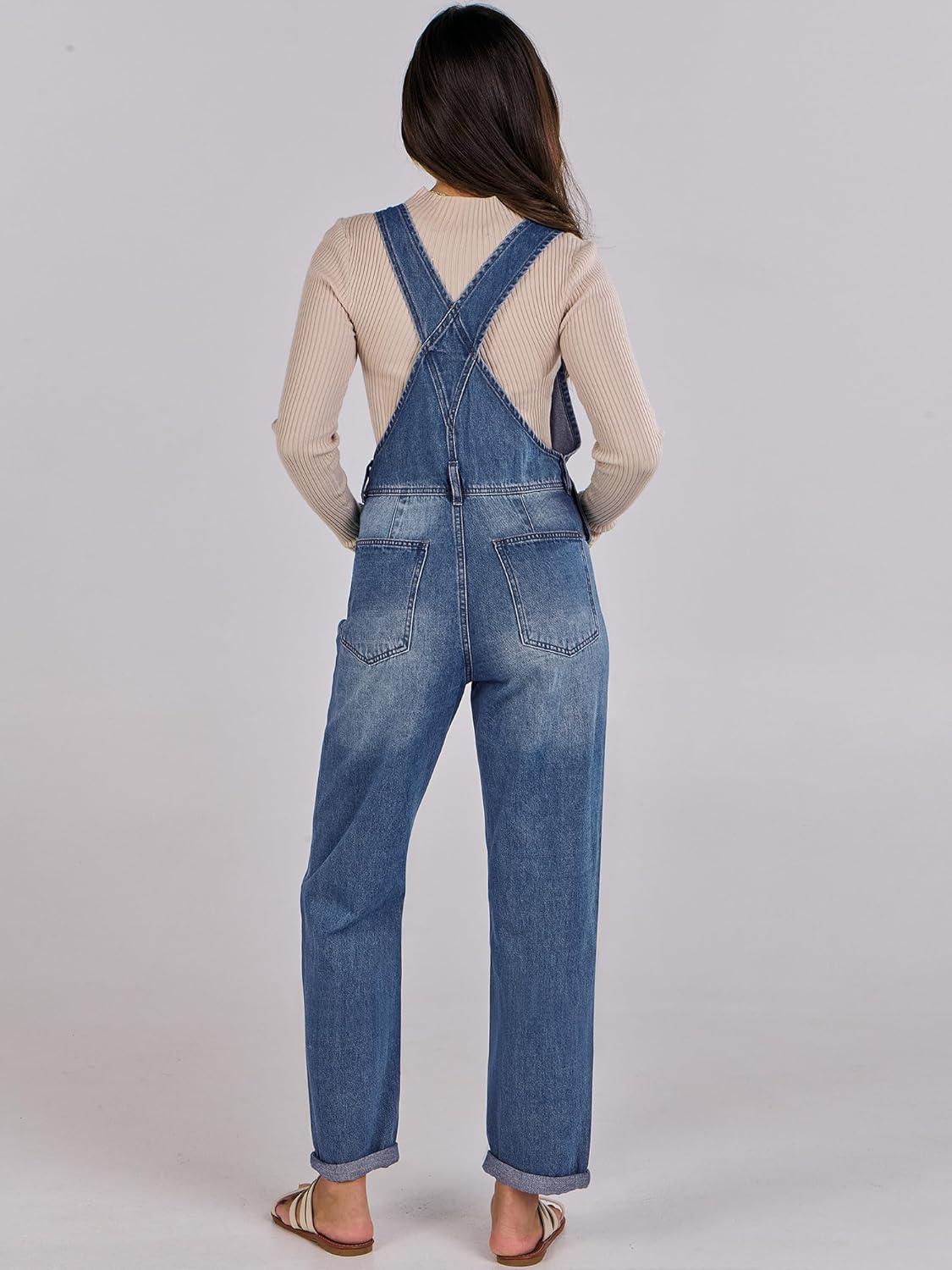 imageANRABESS Overalls for Women Loose Fit Denim Overalls Adjustable Strap Jean Jumpsuit Bib Romper 2025 Fall Casual Work OutfitsA Washed Blue