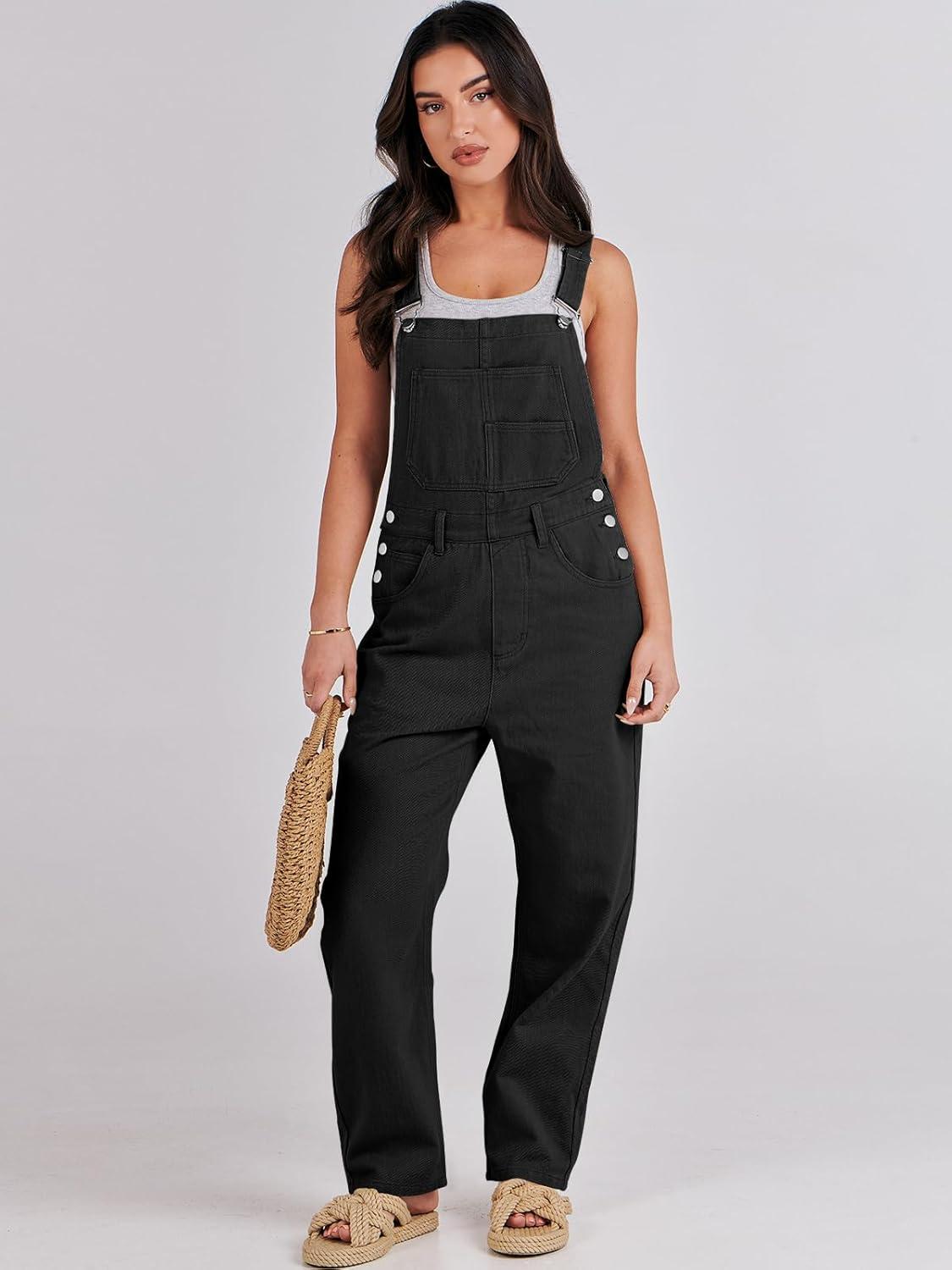 imageANRABESS Overalls for Women Loose Fit Denim Overalls Adjustable Strap Jean Jumpsuit Bib Romper 2025 Fall Casual Work OutfitsBlack