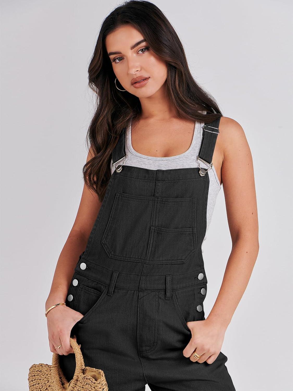 imageANRABESS Overalls for Women Loose Fit Denim Overalls Adjustable Strap Jean Jumpsuit Bib Romper 2025 Fall Casual Work OutfitsBlack