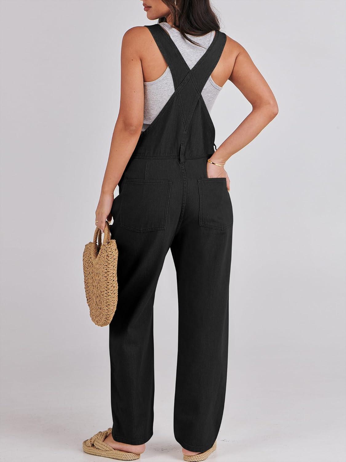 imageANRABESS Overalls for Women Loose Fit Denim Overalls Adjustable Strap Jean Jumpsuit Bib Romper 2025 Fall Casual Work OutfitsBlack