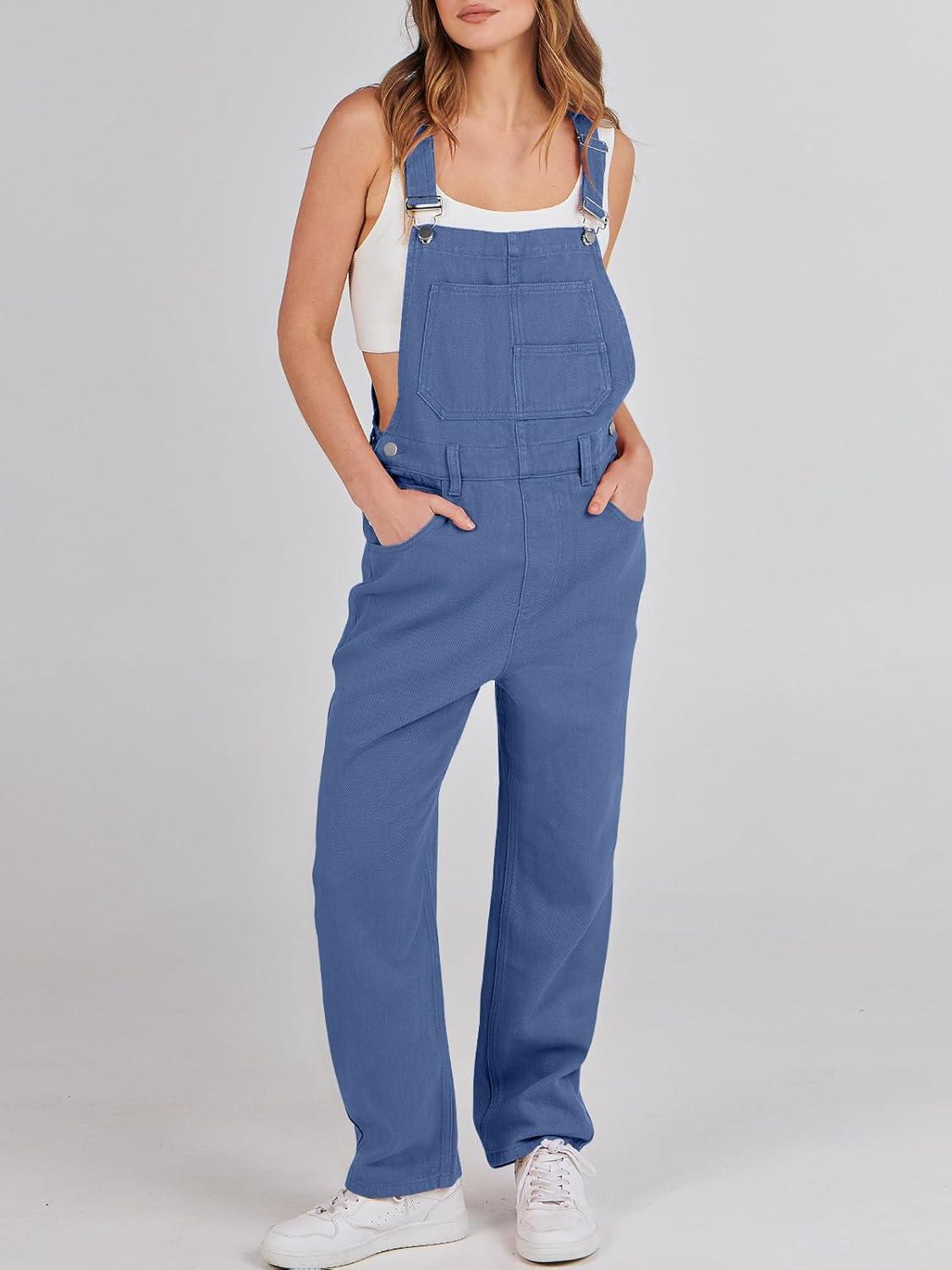 imageANRABESS Overalls for Women Loose Fit Denim Overalls Adjustable Strap Jean Jumpsuit Bib Romper 2025 Fall Casual Work OutfitsBlue