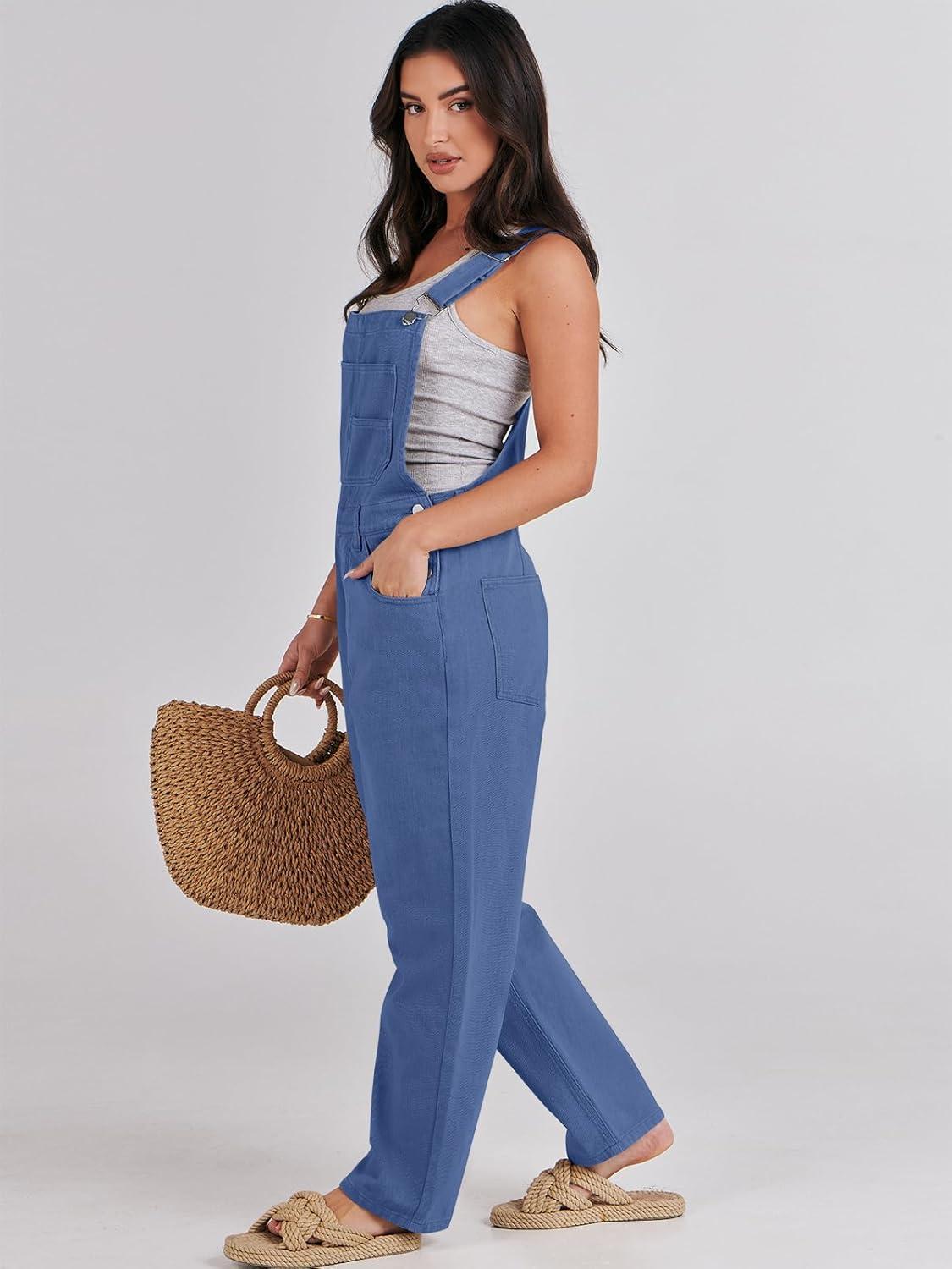 imageANRABESS Overalls for Women Loose Fit Denim Overalls Adjustable Strap Jean Jumpsuit Bib Romper 2025 Fall Casual Work OutfitsBlue