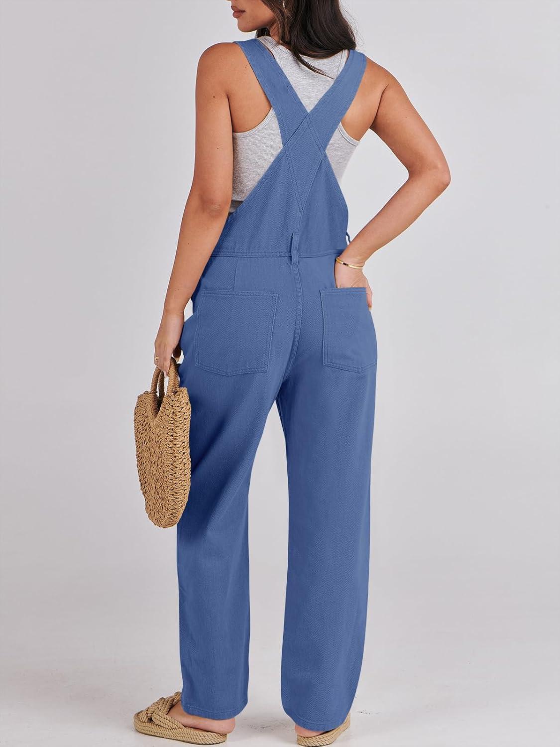 imageANRABESS Overalls for Women Loose Fit Denim Overalls Adjustable Strap Jean Jumpsuit Bib Romper 2025 Fall Casual Work OutfitsBlue