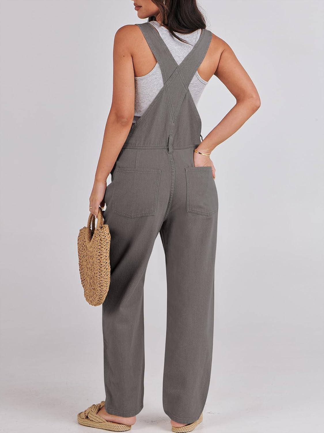 imageANRABESS Overalls for Women Loose Fit Denim Overalls Adjustable Strap Jean Jumpsuit Bib Romper 2025 Fall Casual Work OutfitsDeep Gray