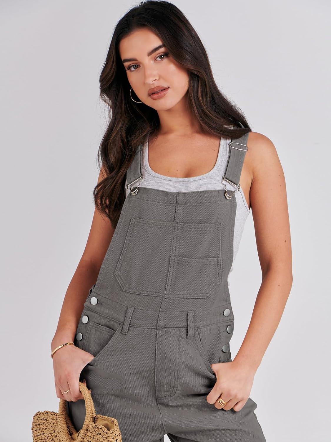 imageANRABESS Overalls for Women Loose Fit Denim Overalls Adjustable Strap Jean Jumpsuit Bib Romper 2025 Fall Casual Work OutfitsDeep Gray