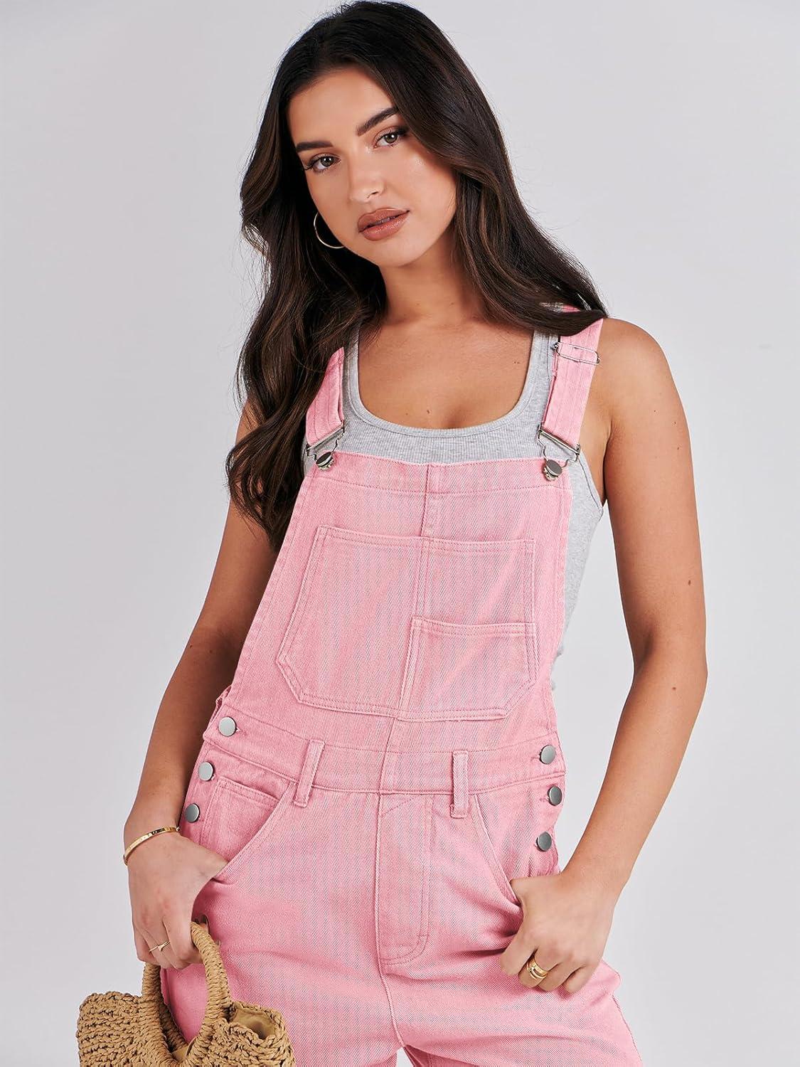 imageANRABESS Overalls for Women Loose Fit Denim Overalls Adjustable Strap Jean Jumpsuit Bib Romper 2025 Fall Casual Work OutfitsPink