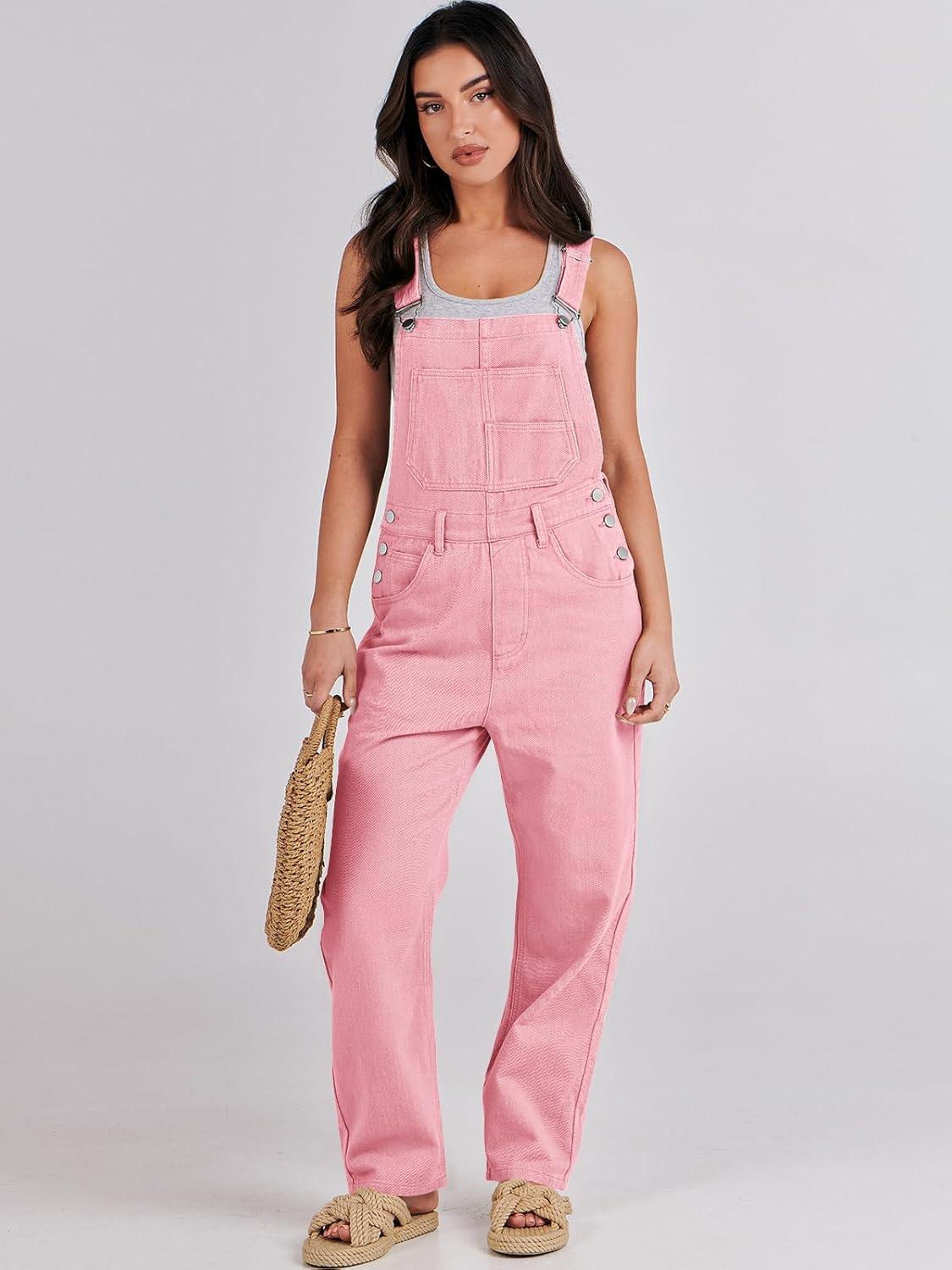 imageANRABESS Overalls for Women Loose Fit Denim Overalls Adjustable Strap Jean Jumpsuit Bib Romper 2025 Fall Casual Work OutfitsPink