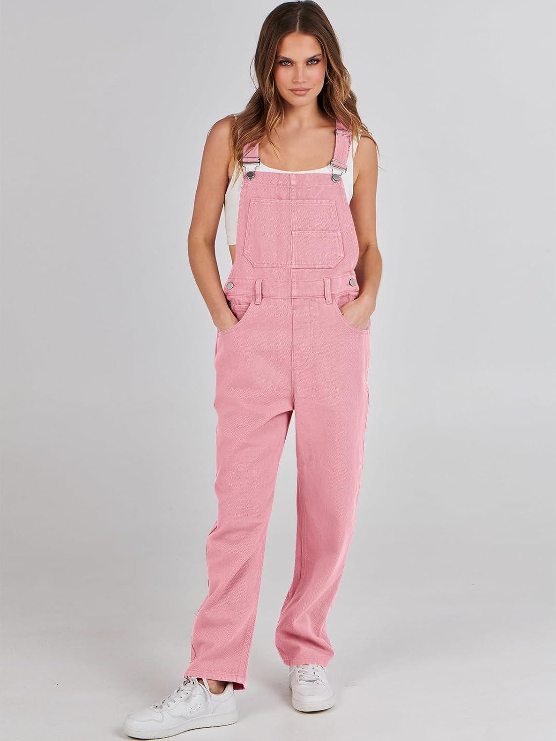 imageANRABESS Overalls for Women Loose Fit Denim Overalls Adjustable Strap Jean Jumpsuit Bib Romper 2025 Fall Casual Work OutfitsPink