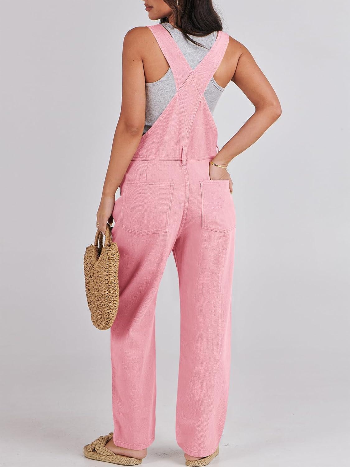 imageANRABESS Overalls for Women Loose Fit Denim Overalls Adjustable Strap Jean Jumpsuit Bib Romper 2025 Fall Casual Work OutfitsPink