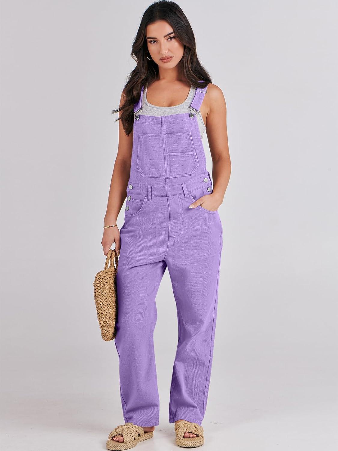 imageANRABESS Overalls for Women Loose Fit Denim Overalls Adjustable Strap Jean Jumpsuit Bib Romper 2025 Fall Casual Work OutfitsPurple