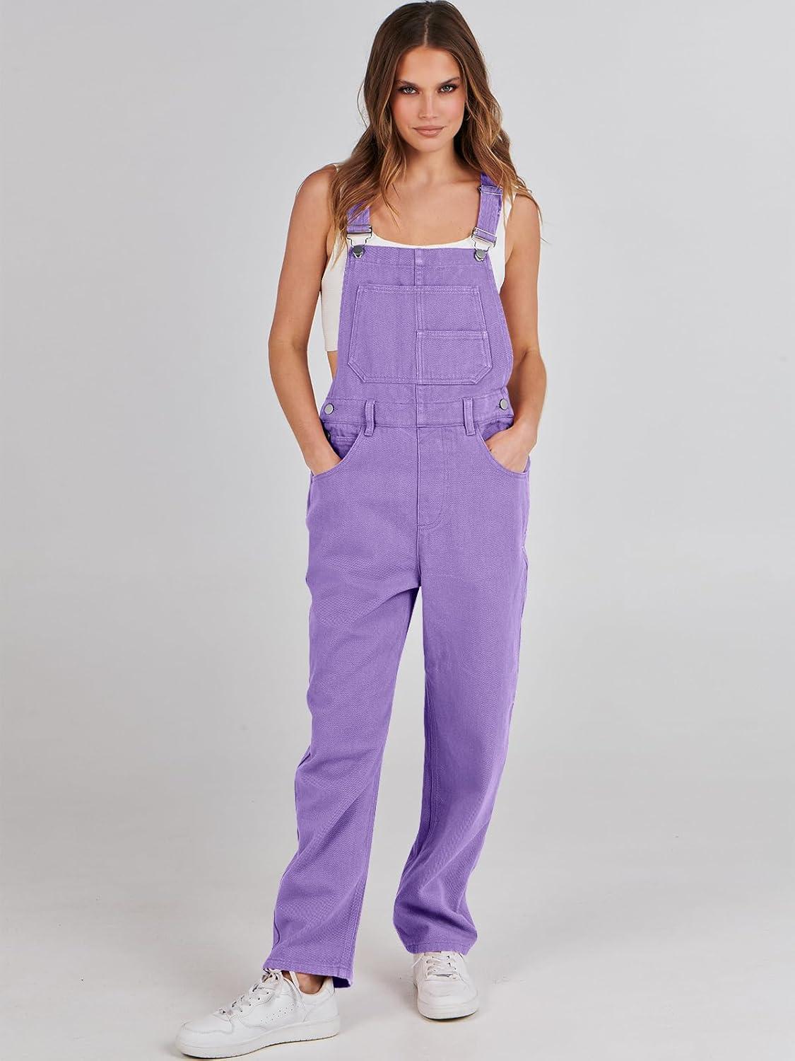 imageANRABESS Overalls for Women Loose Fit Denim Overalls Adjustable Strap Jean Jumpsuit Bib Romper 2025 Fall Casual Work OutfitsPurple