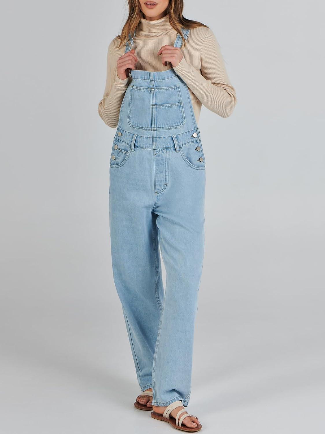 imageANRABESS Overalls for Women Loose Fit Denim Overalls Adjustable Strap Jean Jumpsuit Bib Romper 2025 Fall Casual Work OutfitsWashed Azure