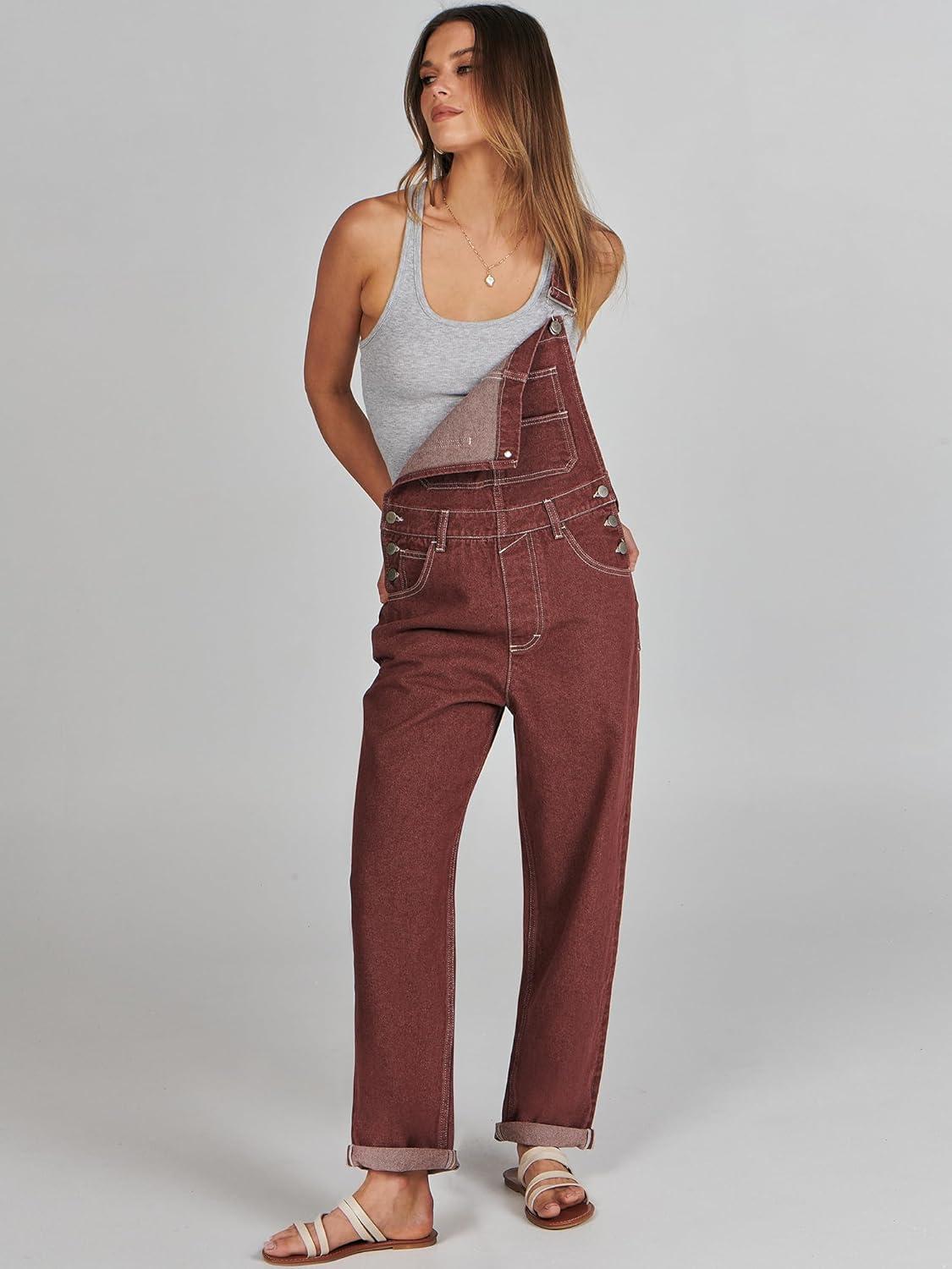 imageANRABESS Overalls for Women Loose Fit Denim Overalls Adjustable Strap Jean Jumpsuit Bib Romper 2025 Fall Casual Work OutfitsWashed Red