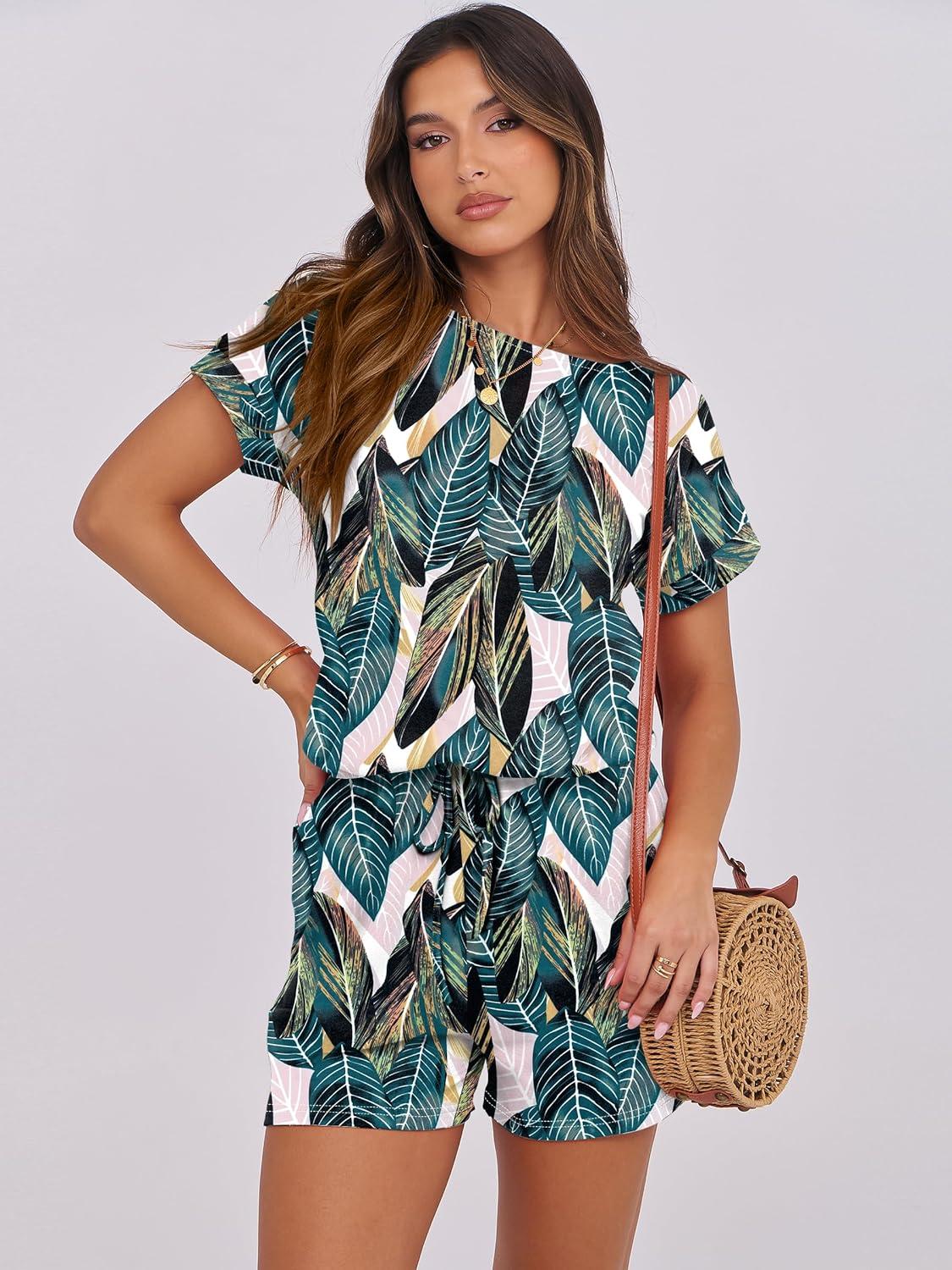 imageANRABESS Rompers for Women Summer 2025 Casual Dressy One Piece Tshirt Short Pants Jumpsuit Beach Vacation Outfit ClothesLeaf