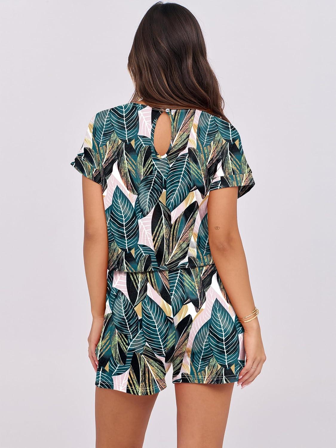 imageANRABESS Rompers for Women Summer 2025 Casual Dressy One Piece Tshirt Short Pants Jumpsuit Beach Vacation Outfit ClothesLeaf