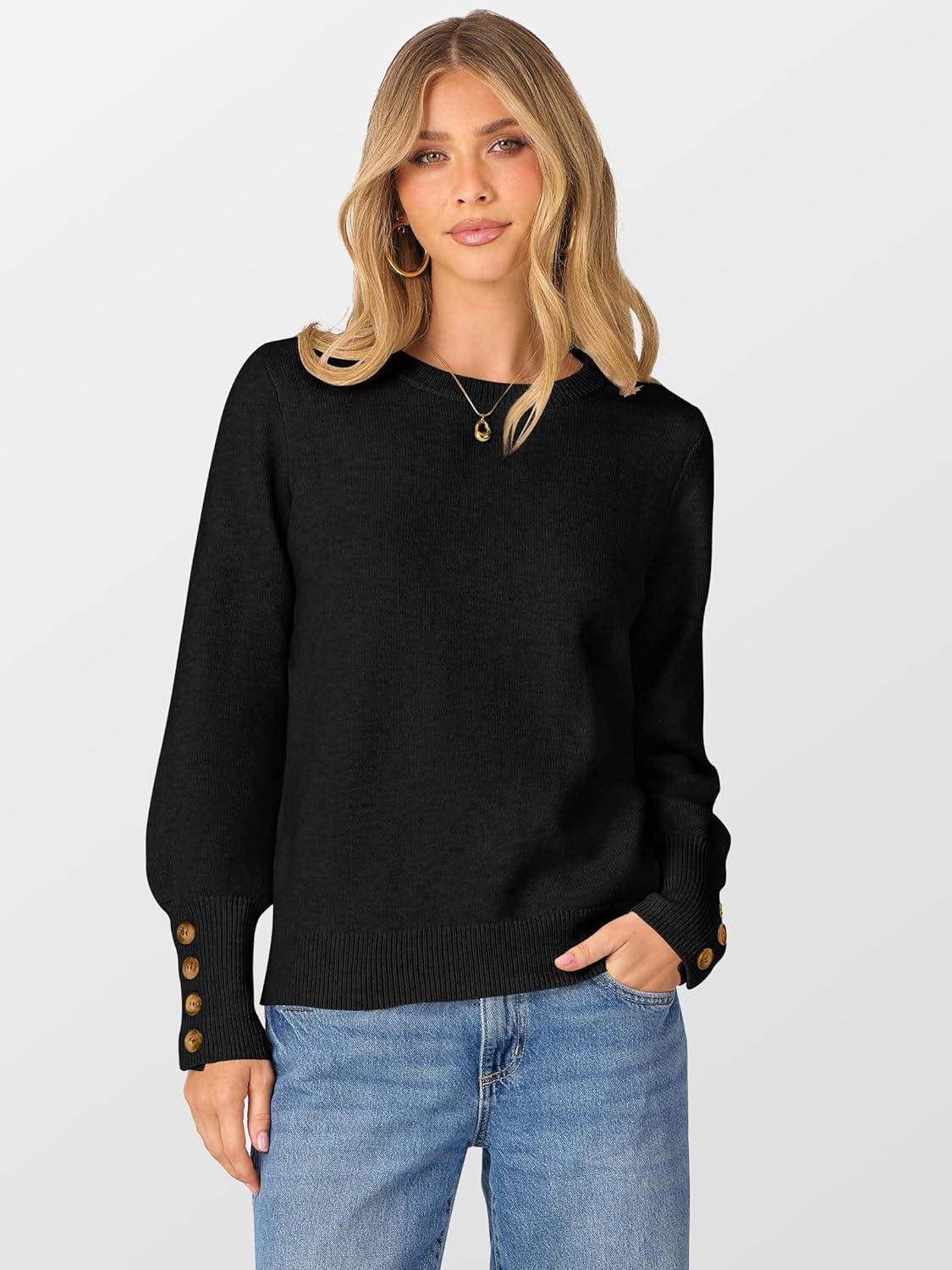 imageANRABESS Sweaters for Women Long Sleeve Crewneck Casual Loose Wool Blend Soft Knit Pullover Tops 2025 Fall Fashion OutfitsBlack