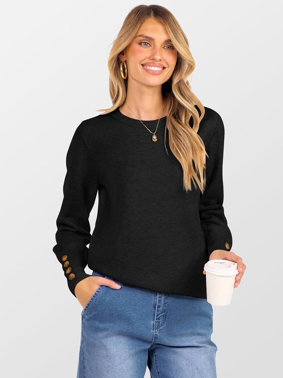 imageANRABESS Sweaters for Women Long Sleeve Crewneck Casual Loose Wool Blend Soft Knit Pullover Tops 2025 Fall Fashion OutfitsBlack