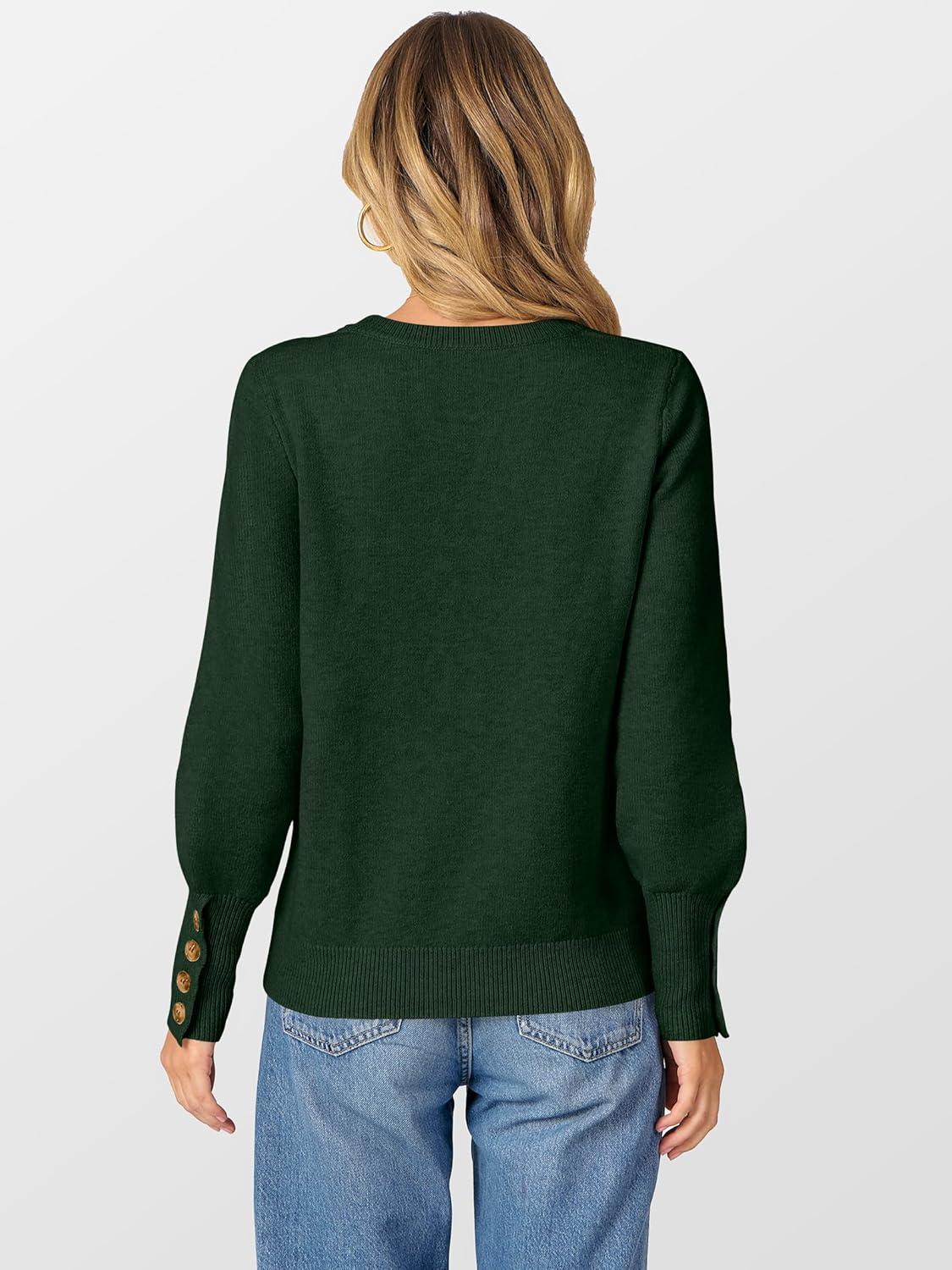 imageANRABESS Sweaters for Women Long Sleeve Crewneck Casual Loose Wool Blend Soft Knit Pullover Tops 2025 Fall Fashion OutfitsDeep Green