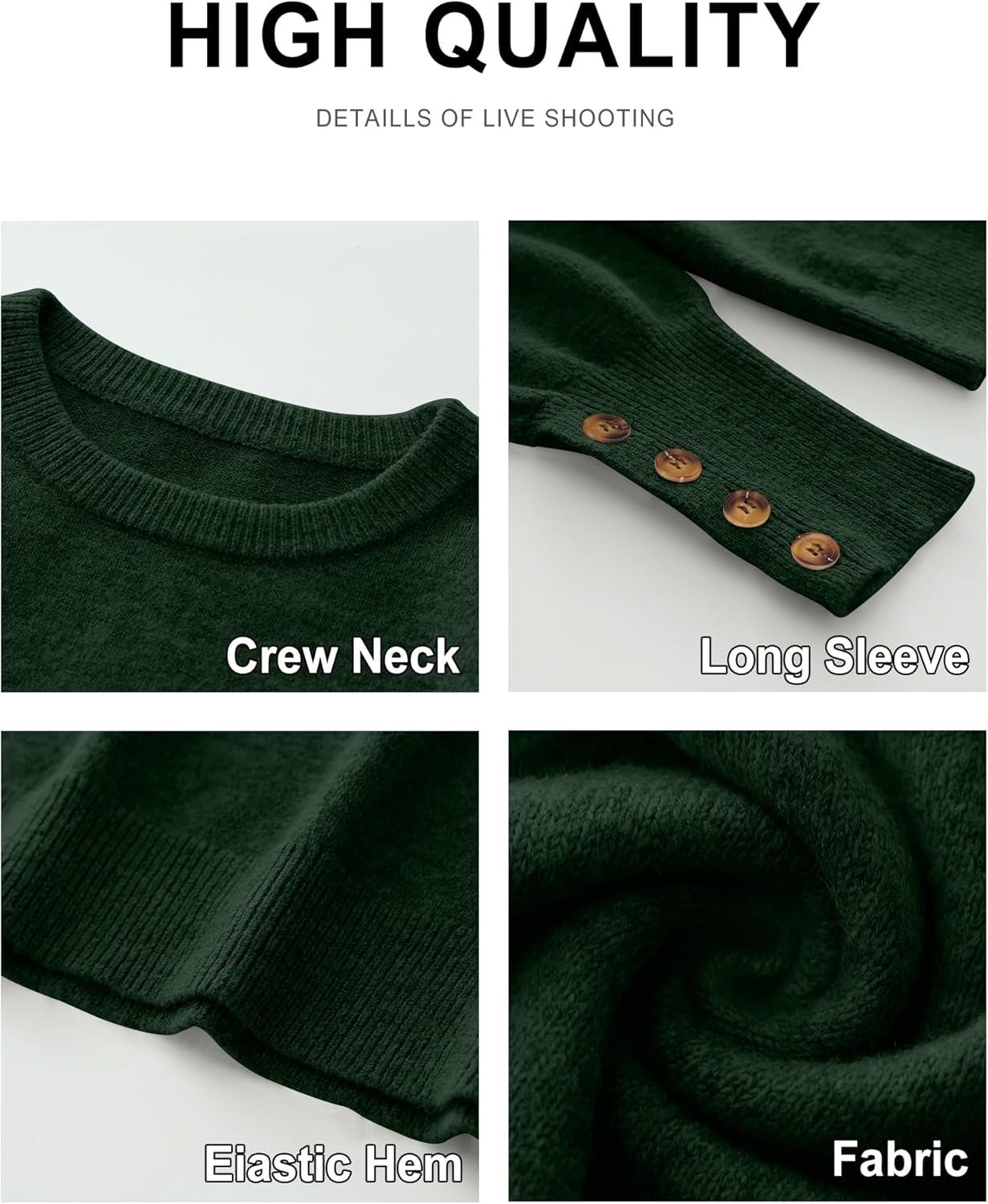 imageANRABESS Sweaters for Women Long Sleeve Crewneck Casual Loose Wool Blend Soft Knit Pullover Tops 2025 Fall Fashion OutfitsDeep Green
