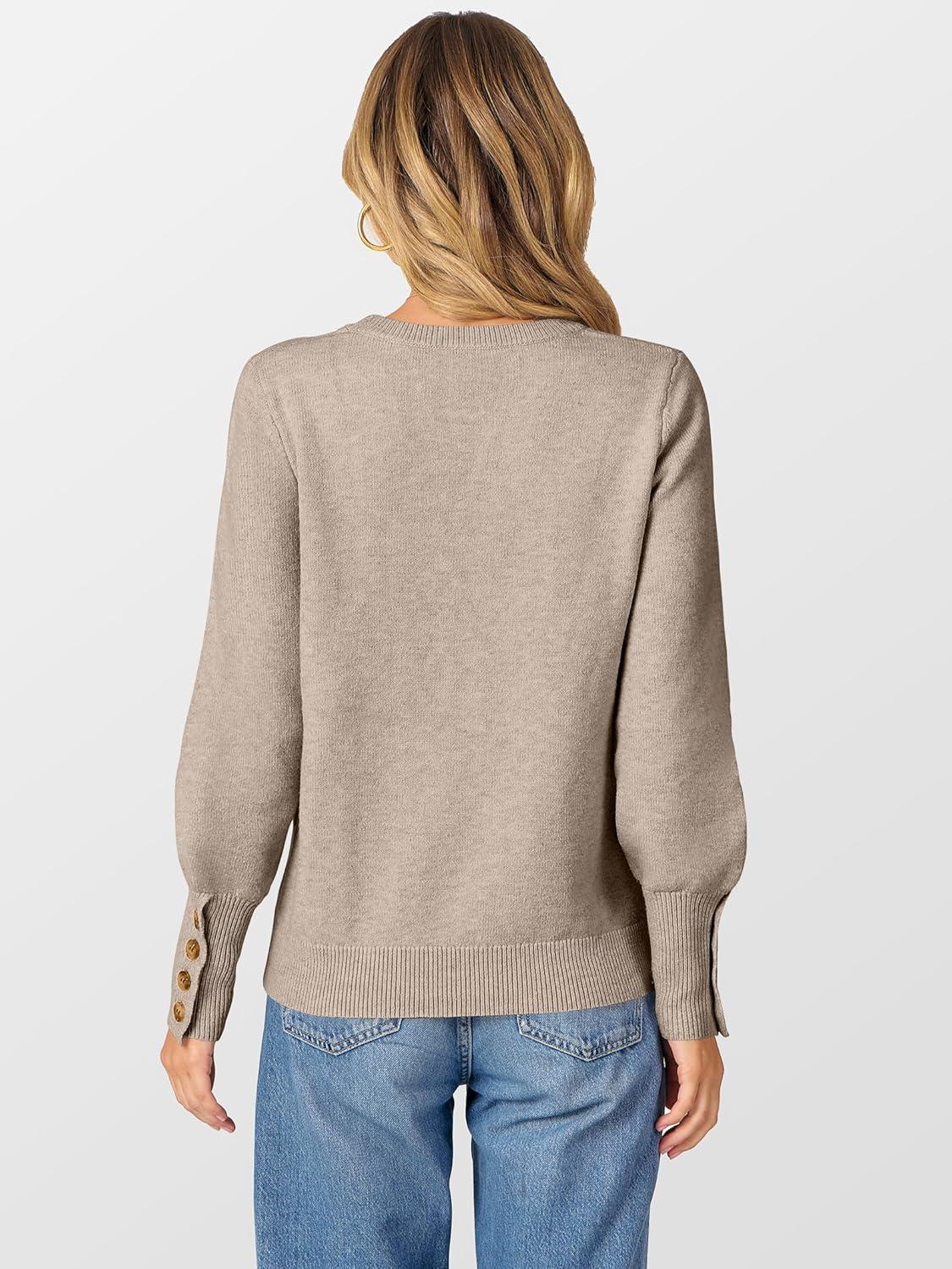imageANRABESS Sweaters for Women Long Sleeve Crewneck Casual Loose Wool Blend Soft Knit Pullover Tops 2025 Fall Fashion OutfitsLight Khaki