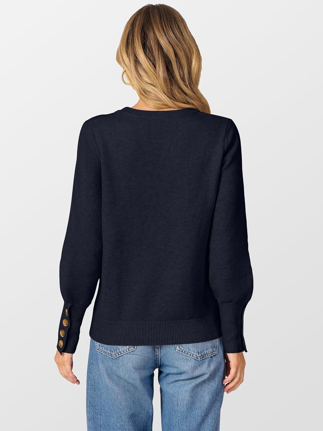 imageANRABESS Sweaters for Women Long Sleeve Crewneck Casual Loose Wool Blend Soft Knit Pullover Tops 2025 Fall Fashion OutfitsNavy Blue