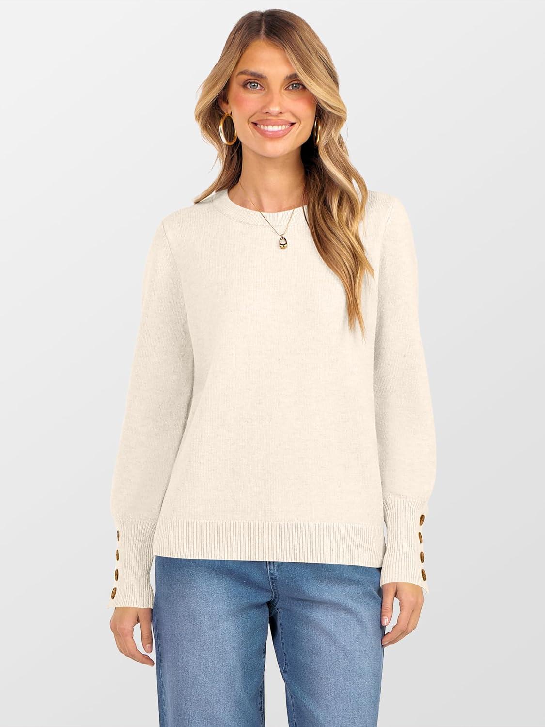 imageANRABESS Sweaters for Women Long Sleeve Crewneck Casual Loose Wool Blend Soft Knit Pullover Tops 2025 Fall Fashion OutfitsWhite